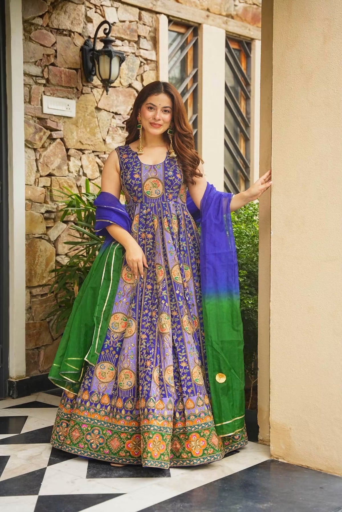 Lashkara Purple Heavy Embroidered Maxi Set