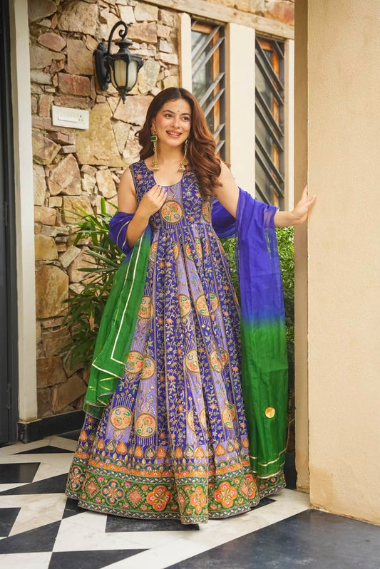 Lashkara Purple Heavy Embroidered Maxi Set