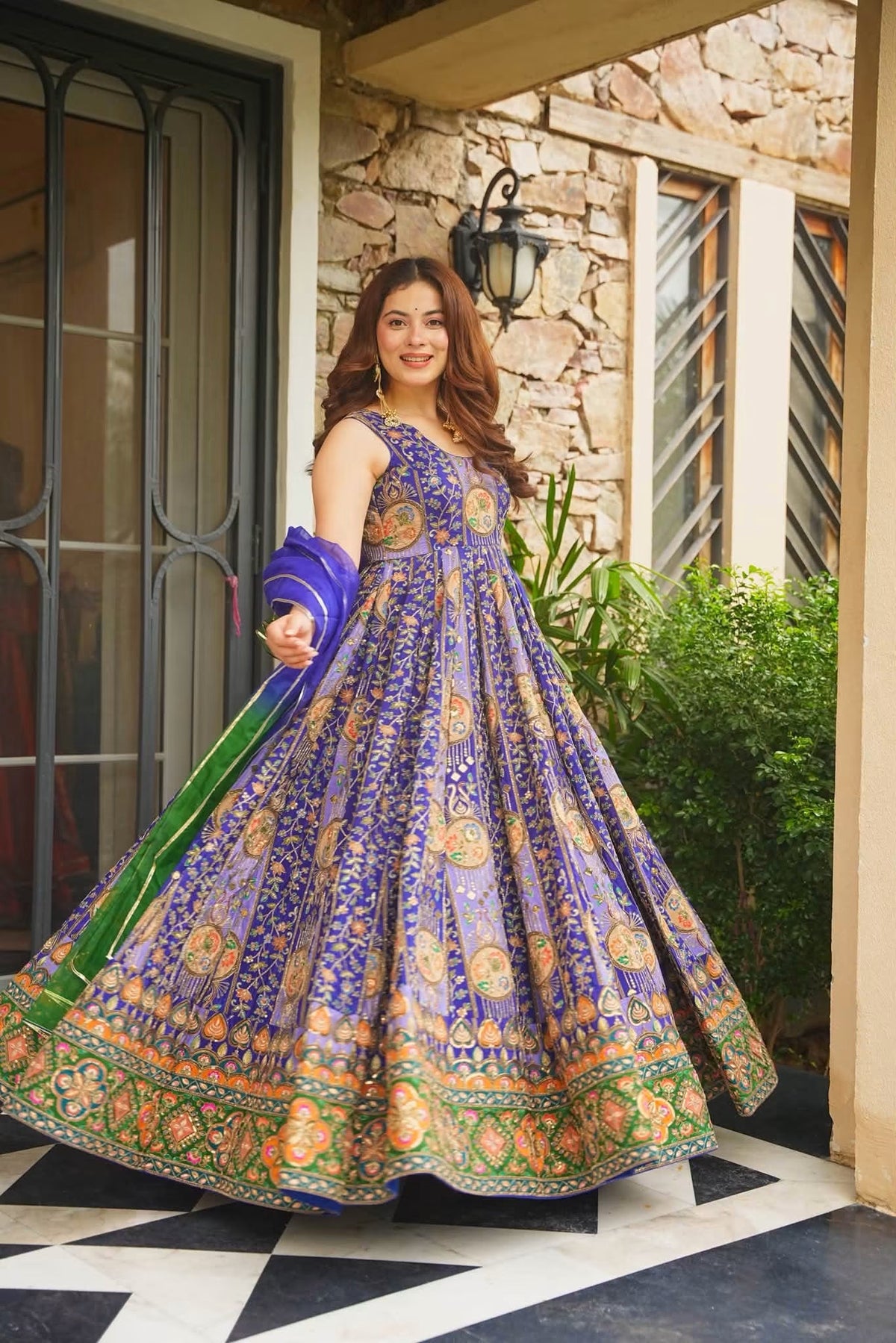 Lashkara Purple Heavy Embroidered Maxi Set