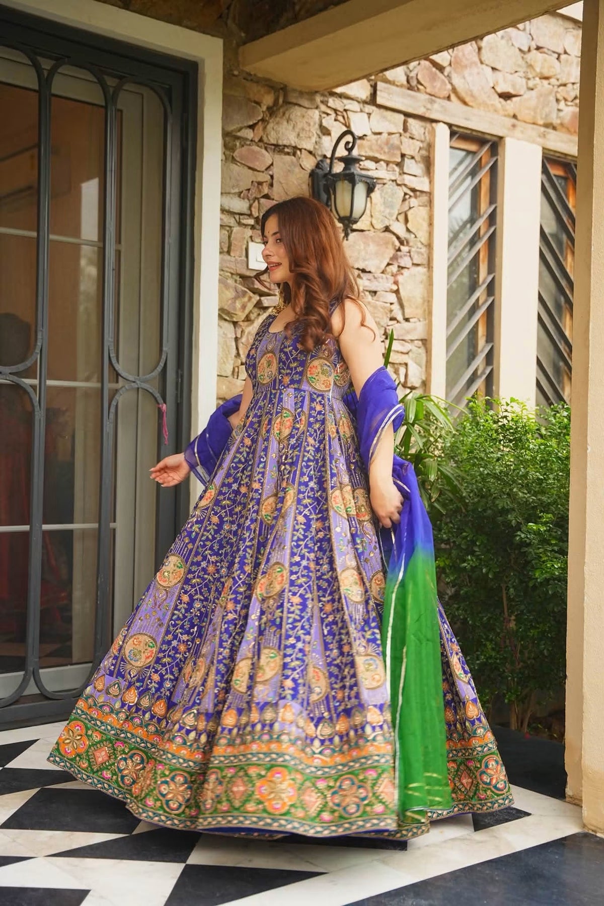 Lashkara Purple Heavy Embroidered Maxi Set