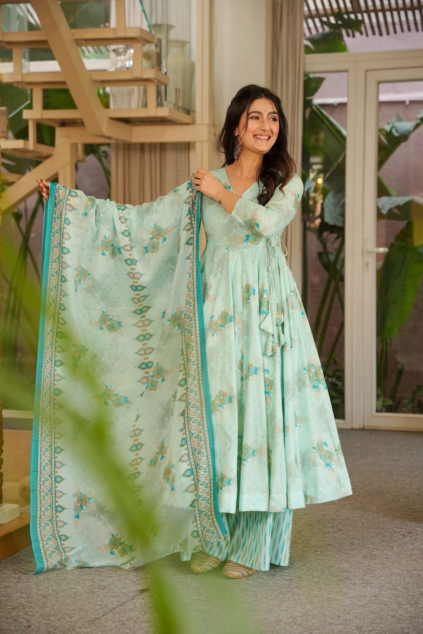 Eshal Pastel Cotton Anarkali Suit Set