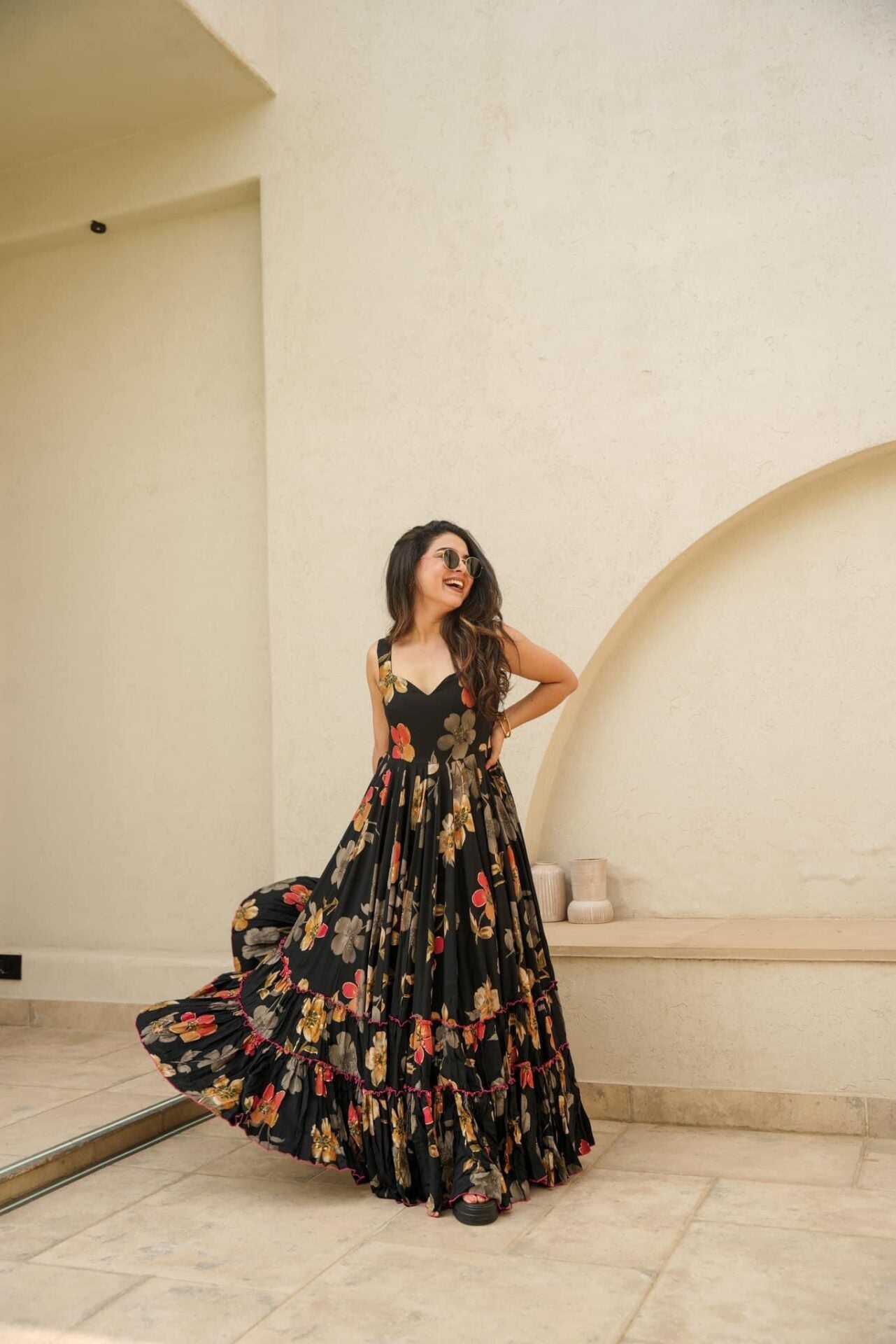 Black floral maxi