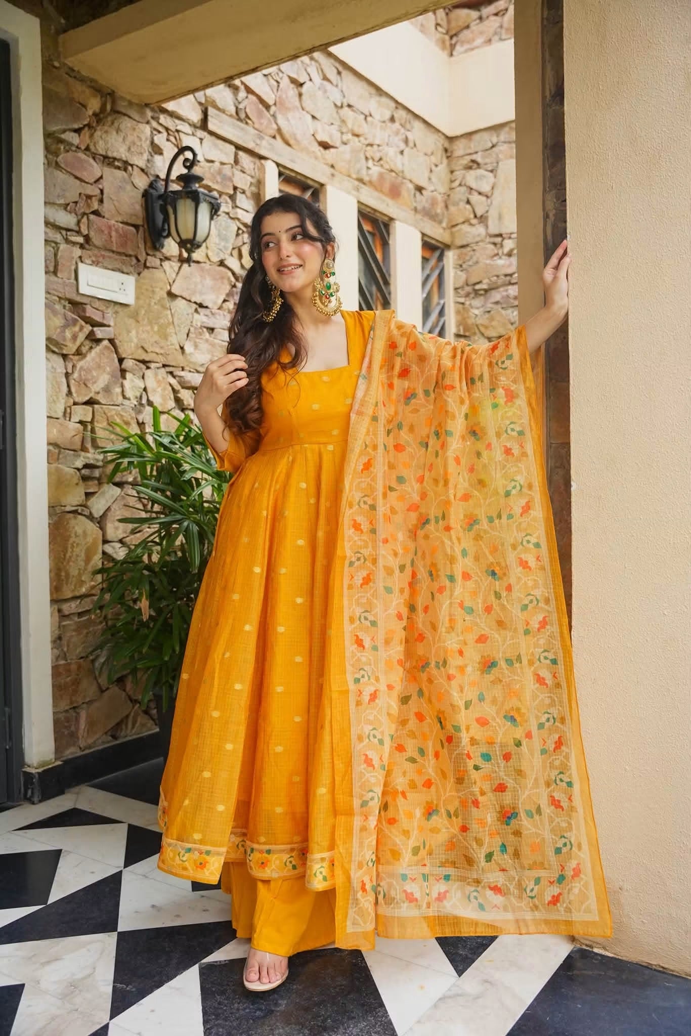 Vihana Kota Doria Anarkali Suit Set