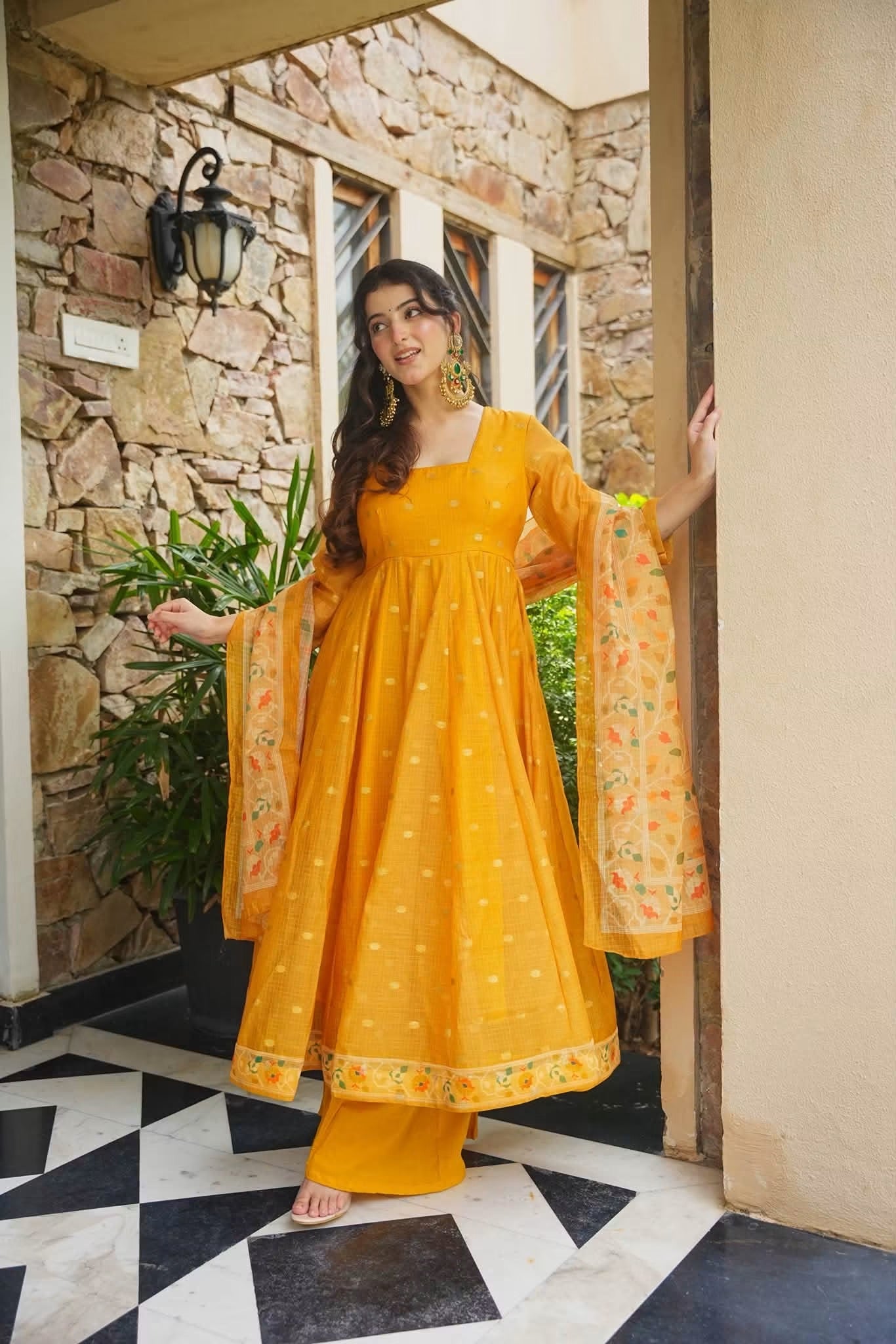 Vihana Kota Doria Anarkali Suit Set