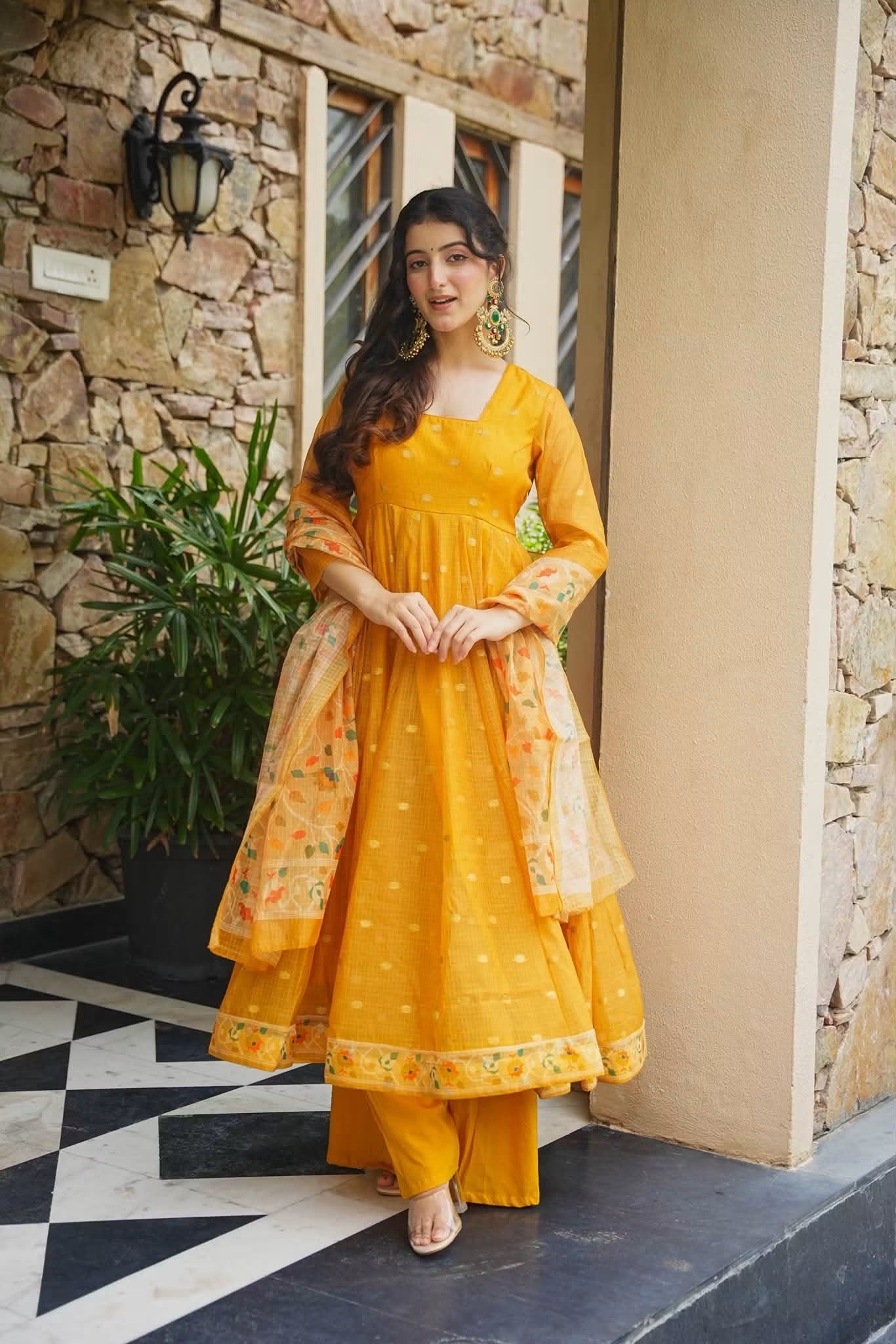 Vihana Kota Doria Anarkali Suit Set