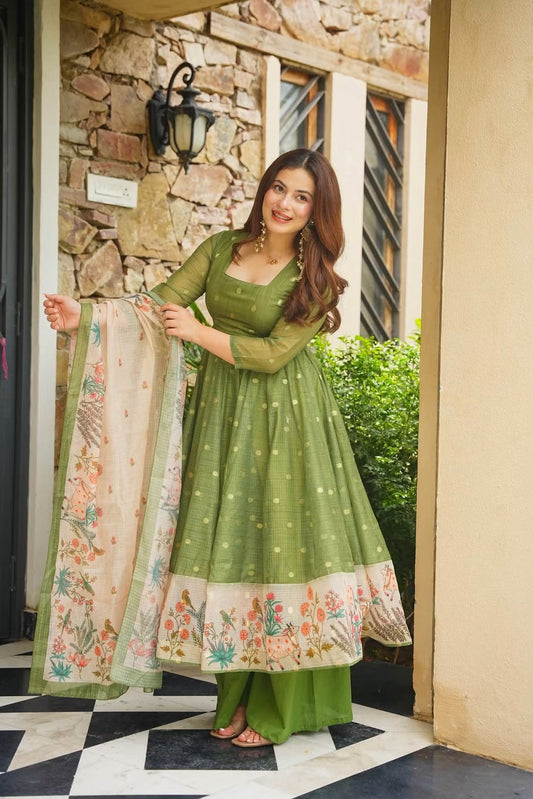 Gaurika Kota Doria Anarkali Suit Set
