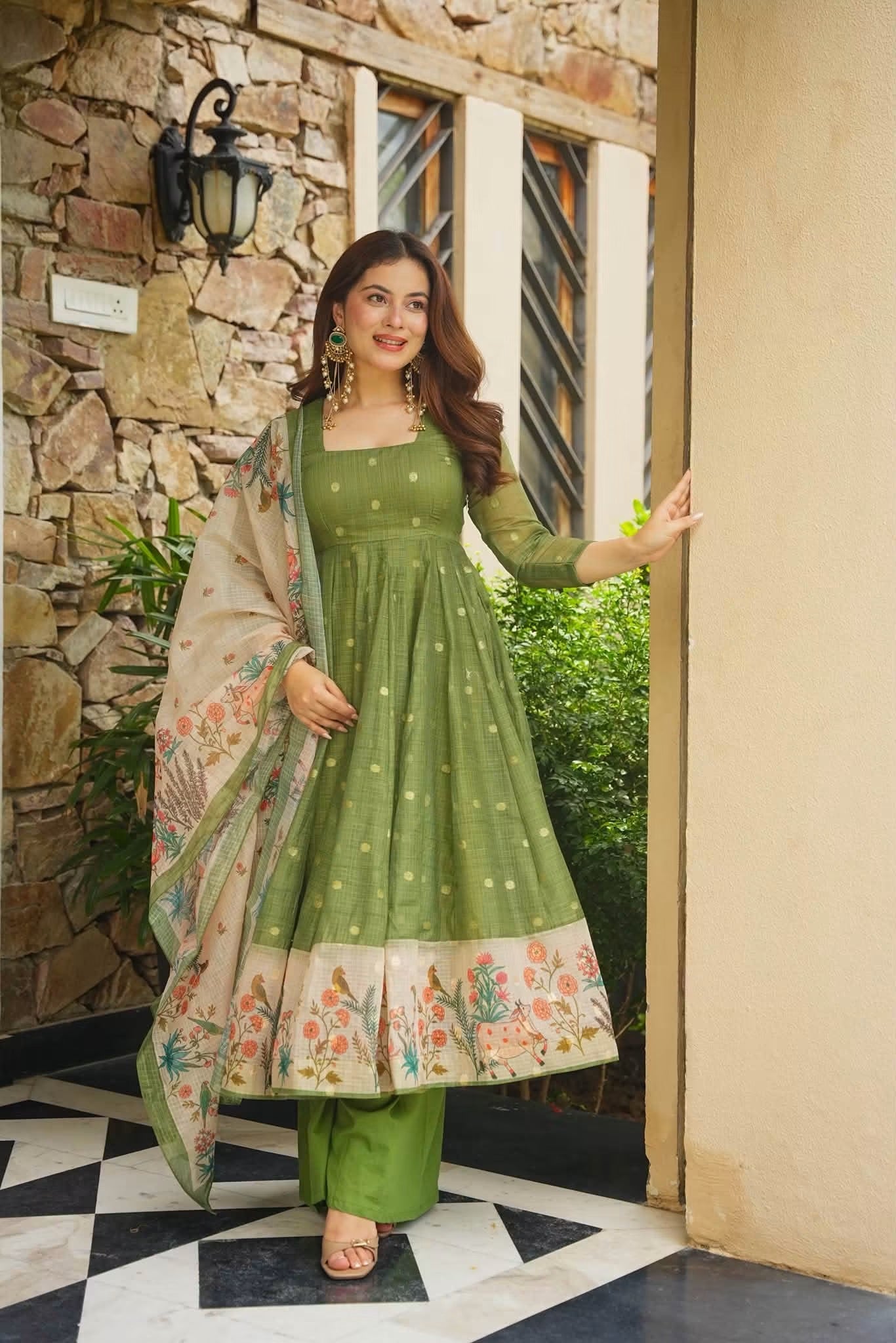 Gaurika Kota Doria Anarkali Suit Set