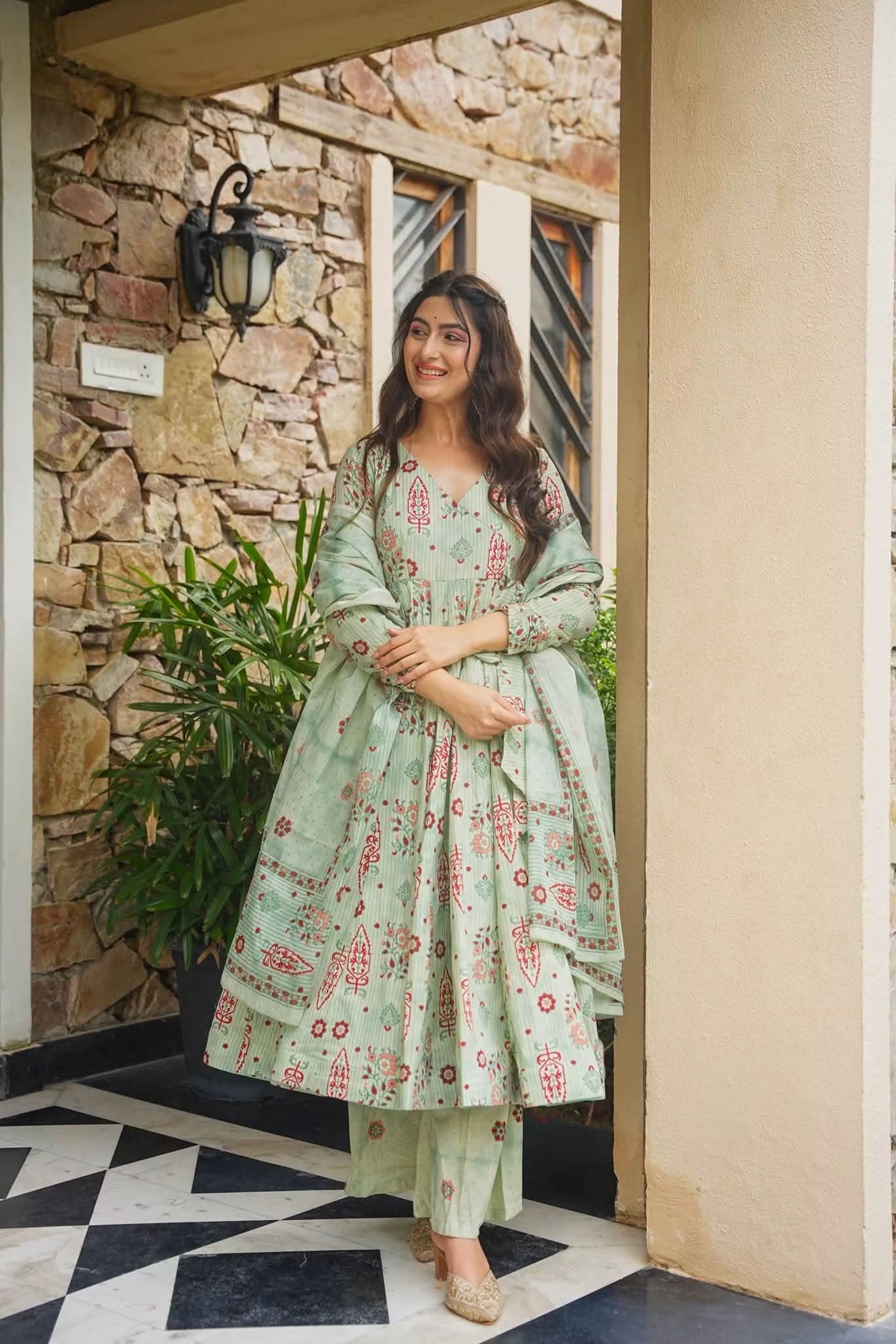 Madhurima Cotton Anarkali Suit Set