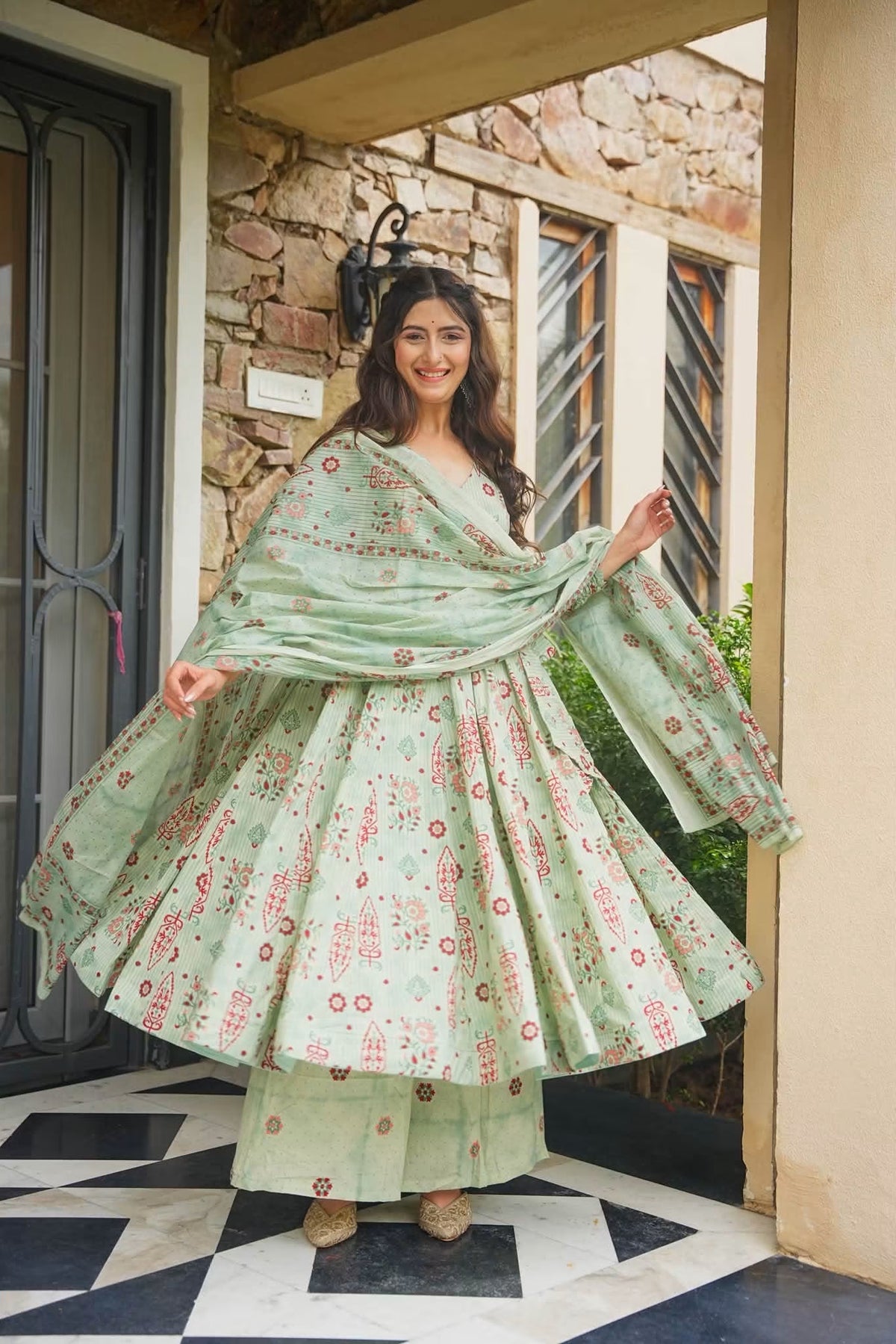 Madhurima Cotton Anarkali Suit Set