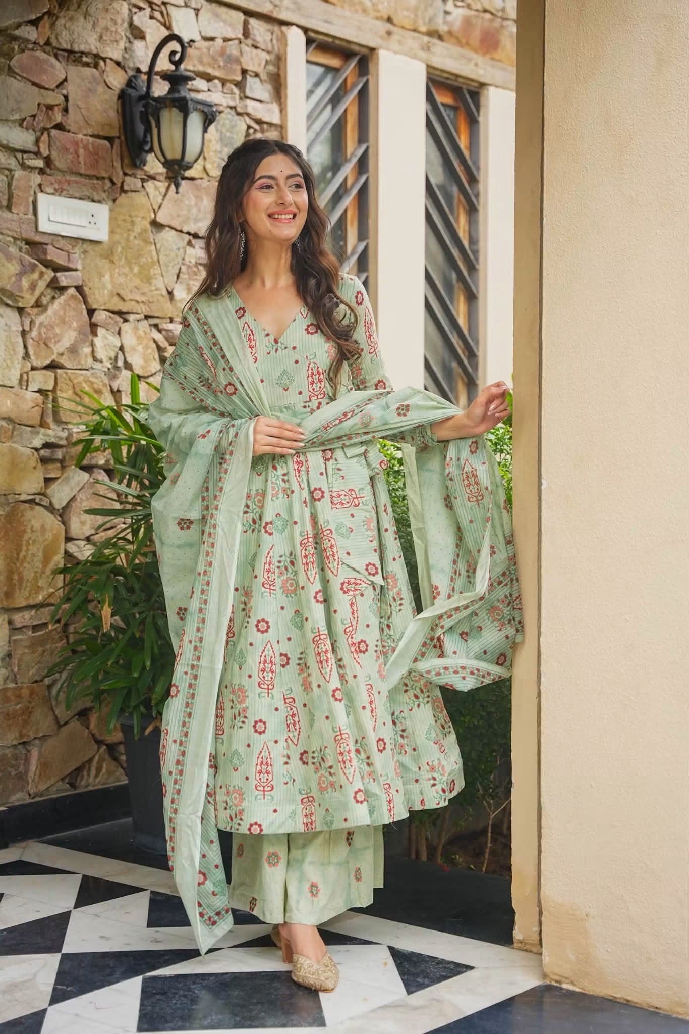 Madhurima Cotton Anarkali Suit Set