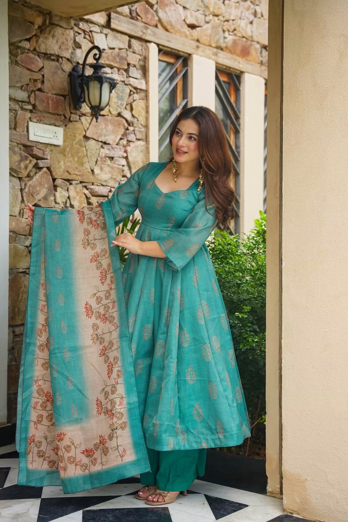 Aadhira Kota Doria Anarkali Suit Set
