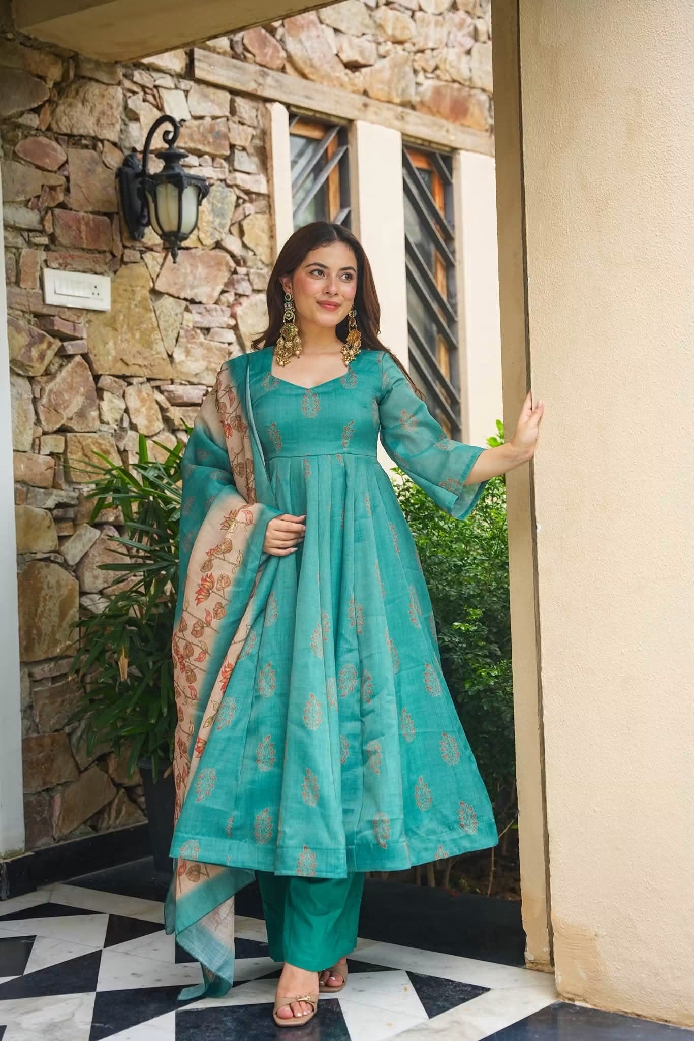 Aadhira Kota Doria Anarkali Suit Set