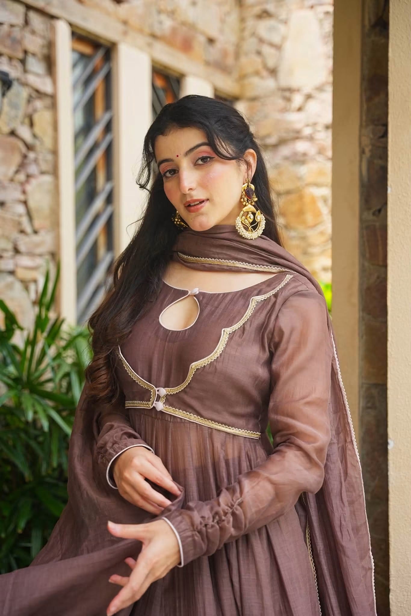 Zorelle Chanderi Anarkali Suit Set