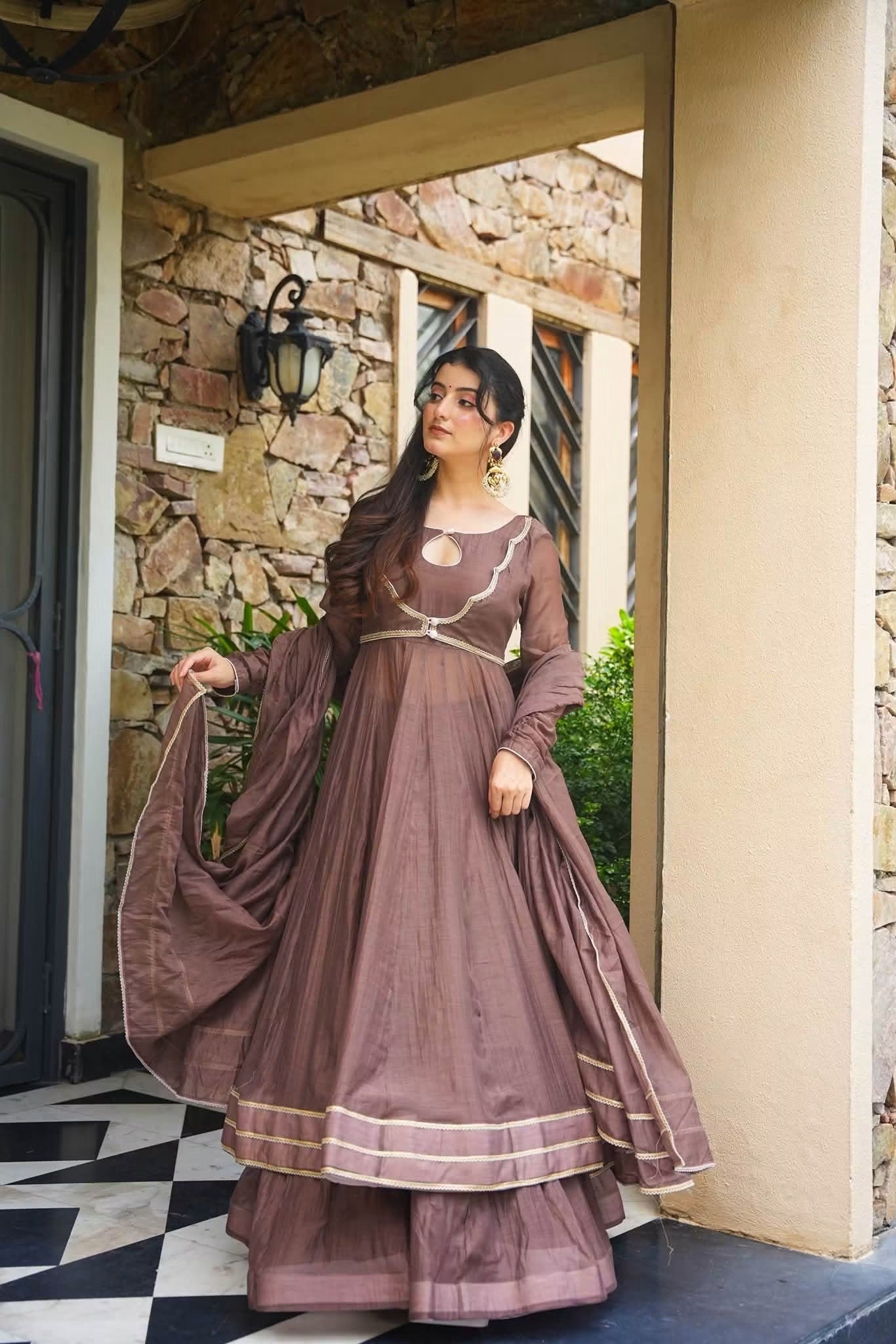 Zorelle Chanderi Anarkali Suit Set