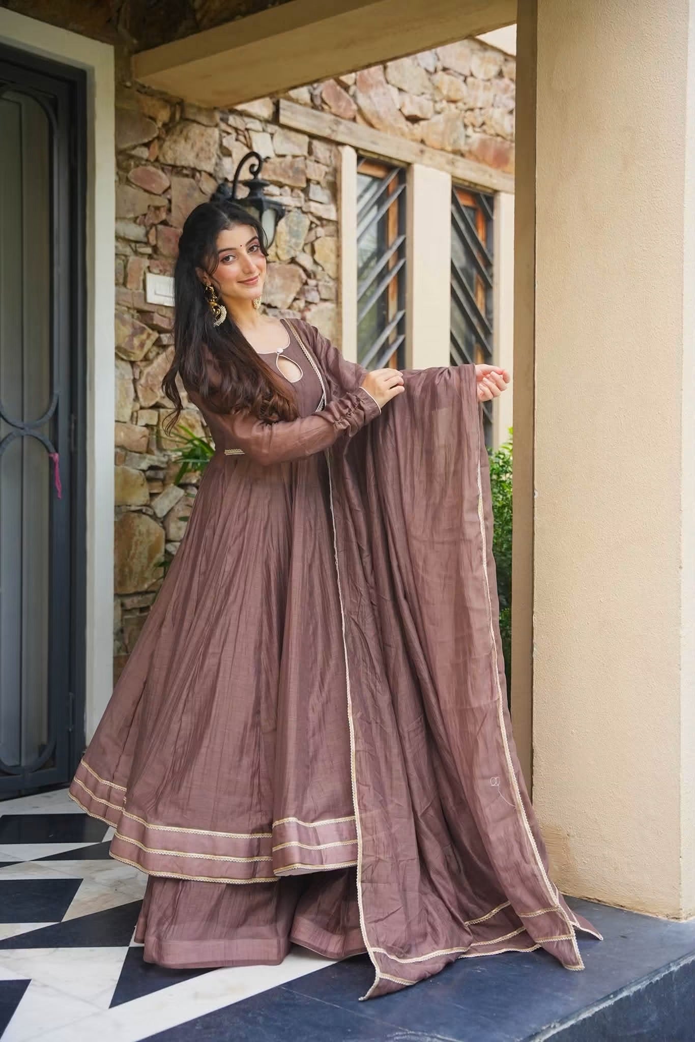 Zorelle Chanderi Anarkali Suit Set