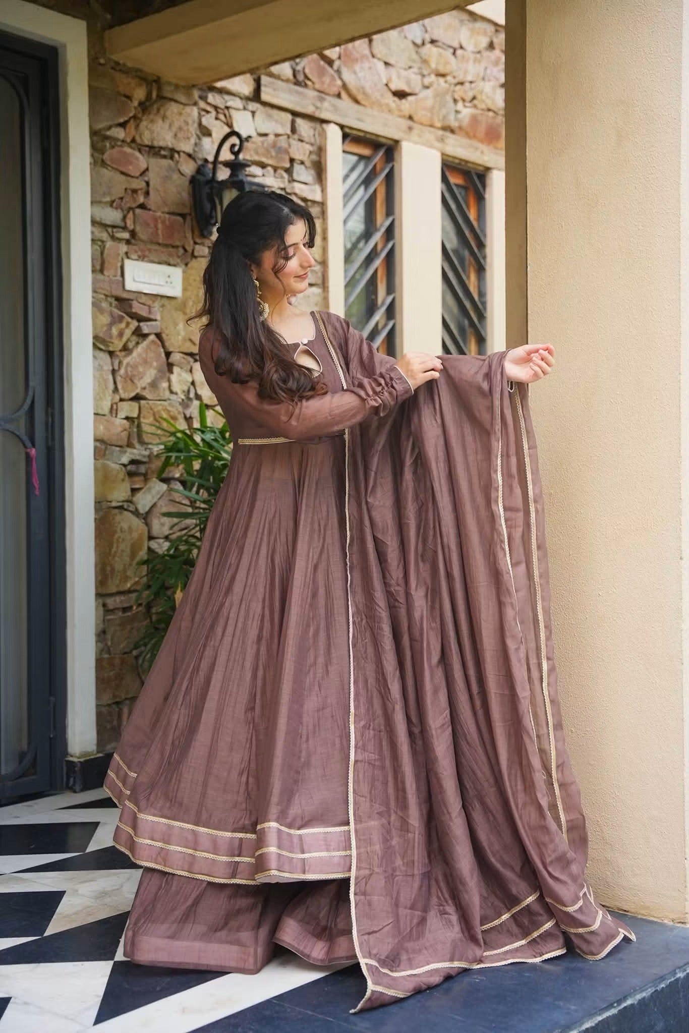 Zorelle Chanderi Anarkali Suit Set