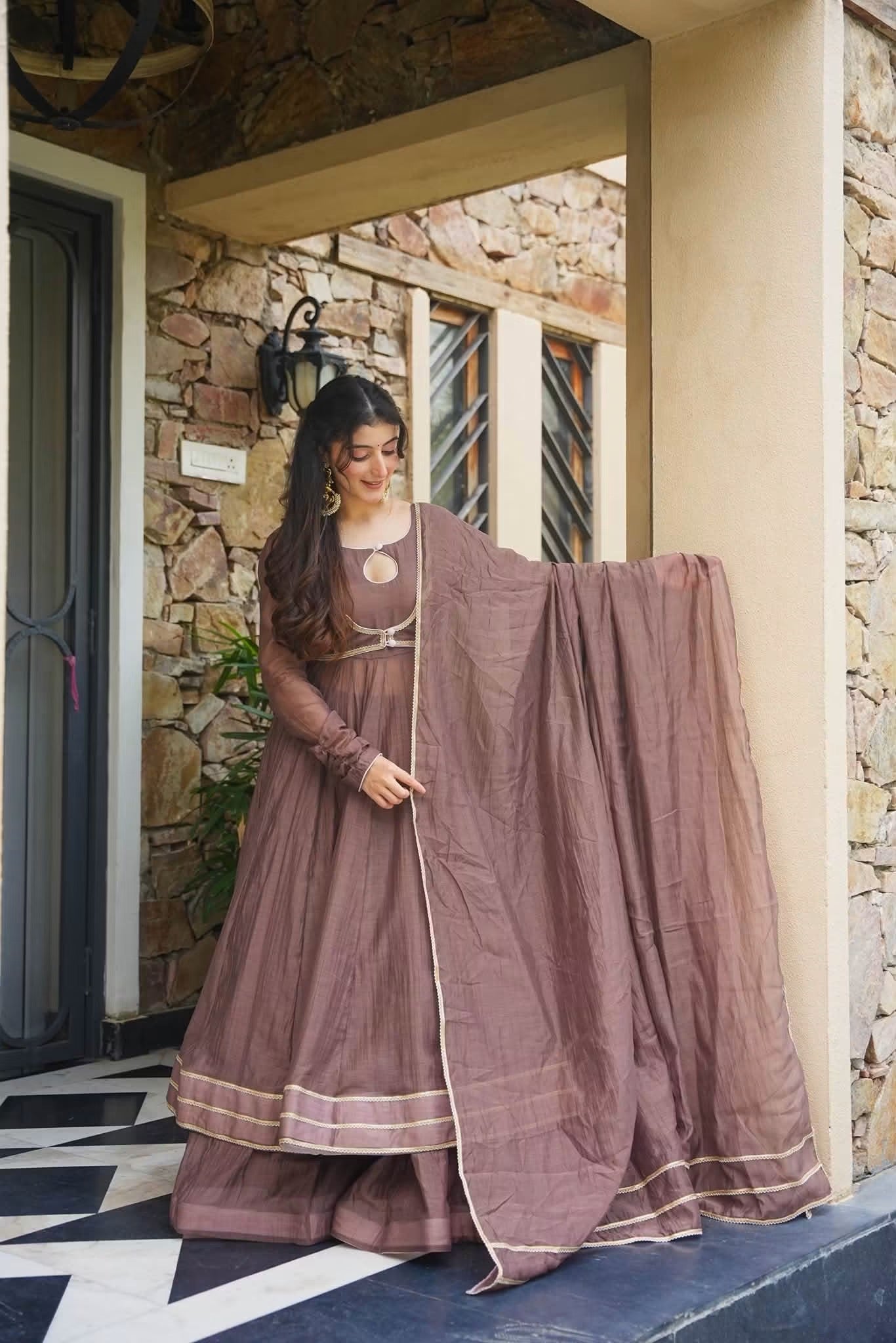 Zorelle Chanderi Anarkali Suit Set