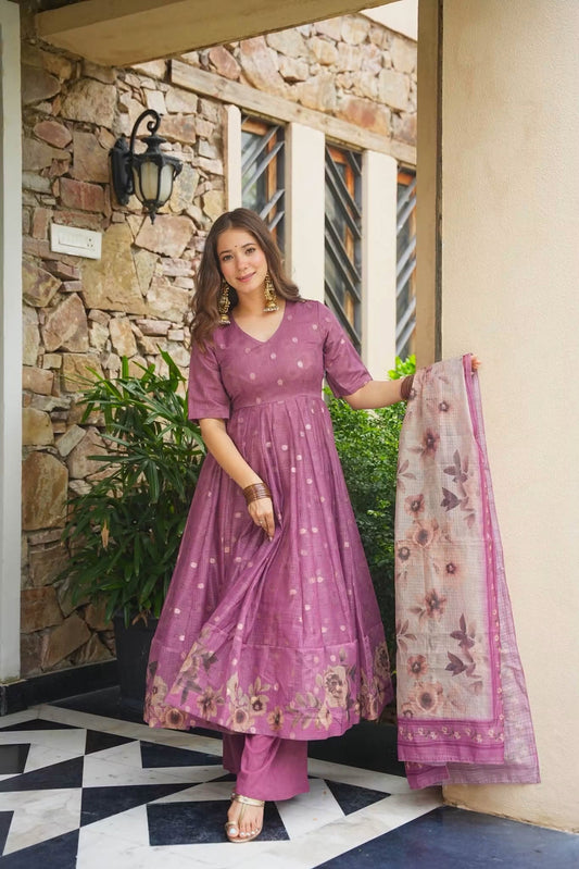 Bhoomira Kota Doria Anarkali Suit Set