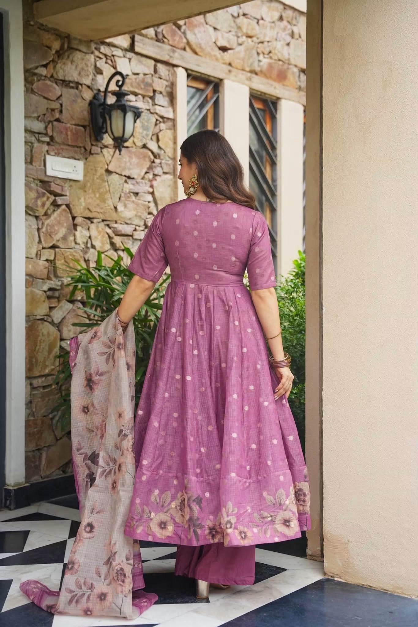 Bhoomira Kota Doria Anarkali Suit Set