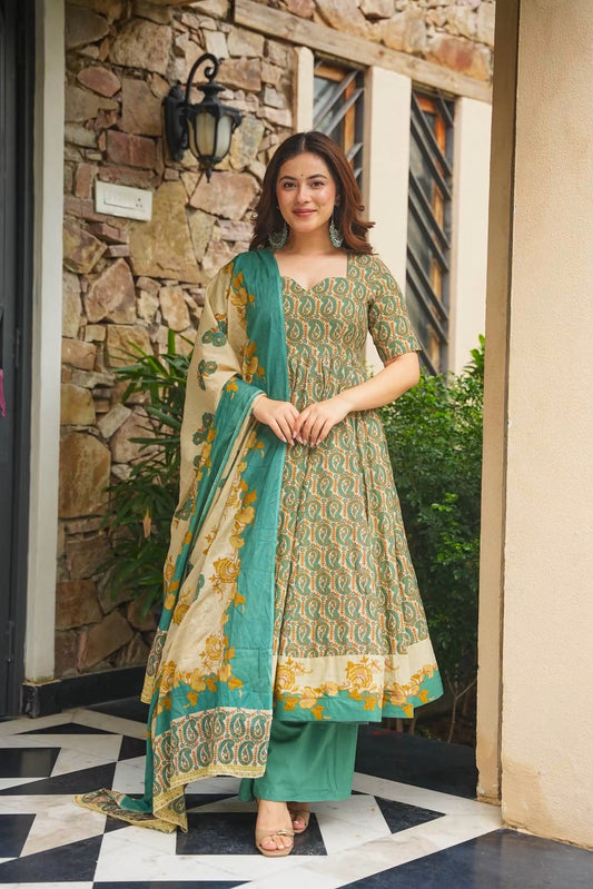 Kairisha Cotton Anarkali Suit Set