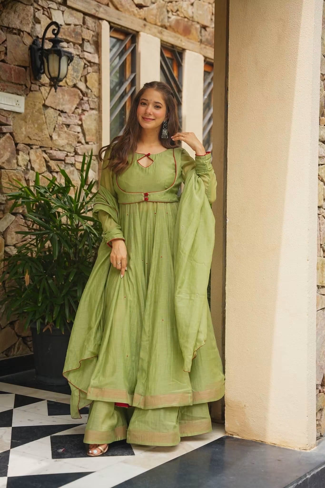 Jharika Chanderi Anarkali Suit Set