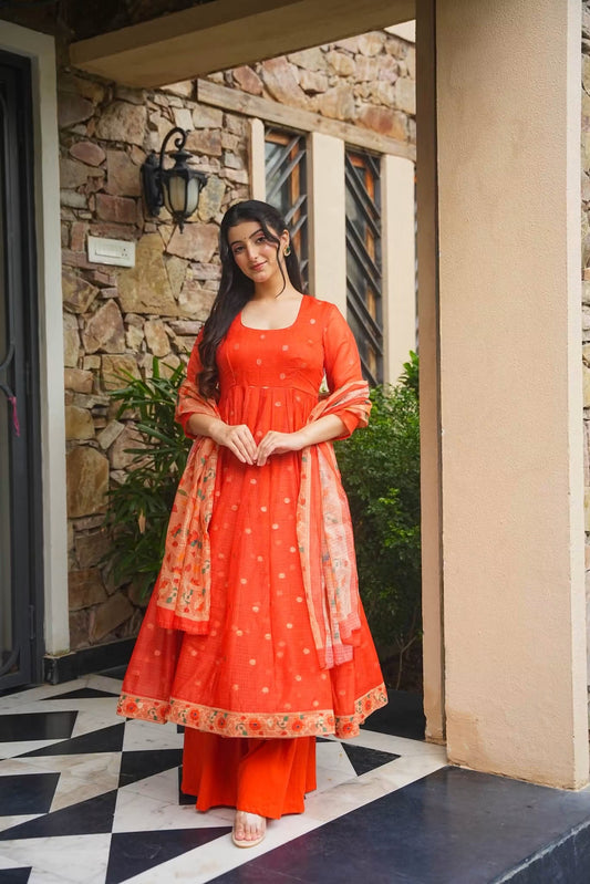 Alesha Kota Doria Anarkali Suit Set
