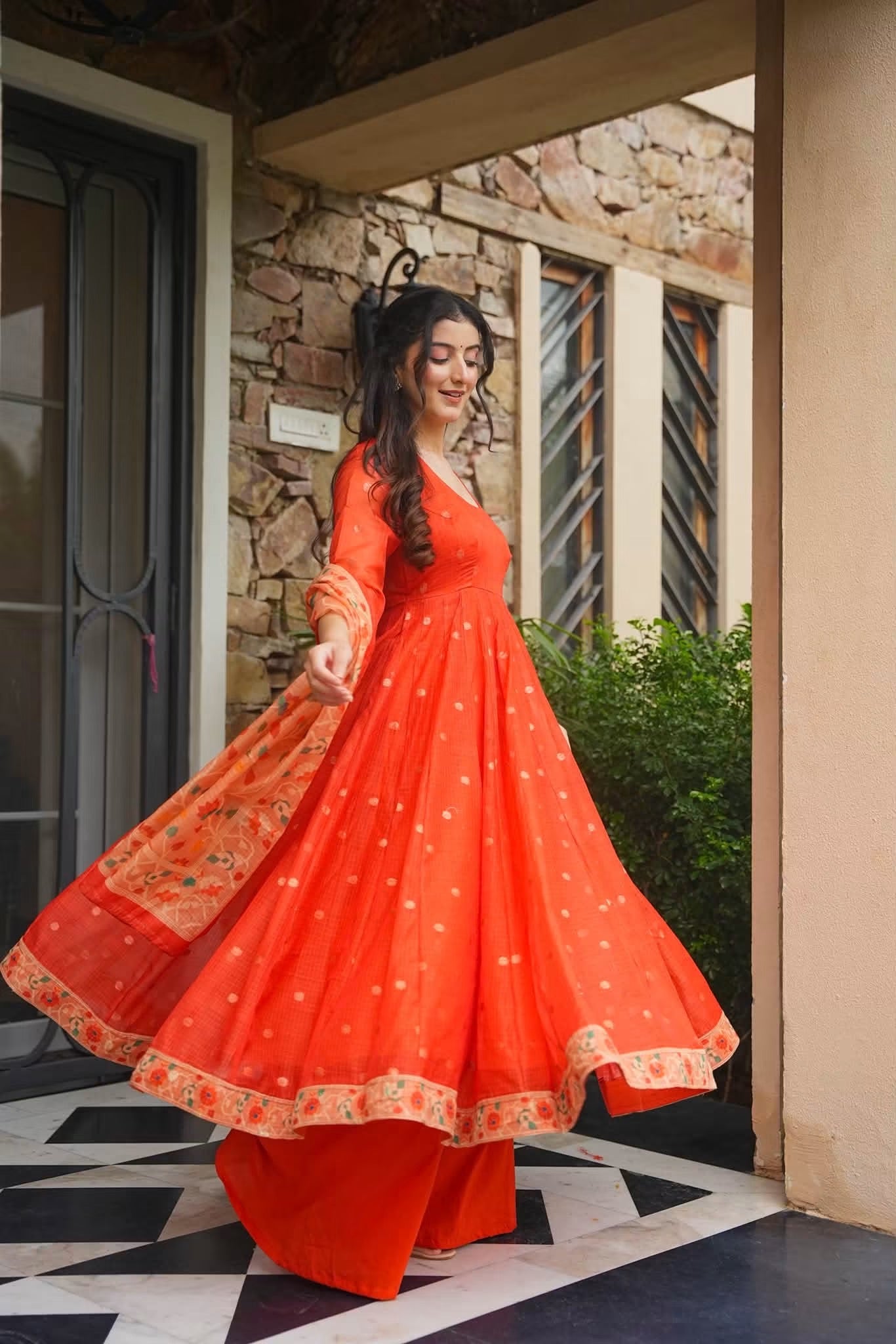 Alesha Kota Doria Anarkali Suit Set