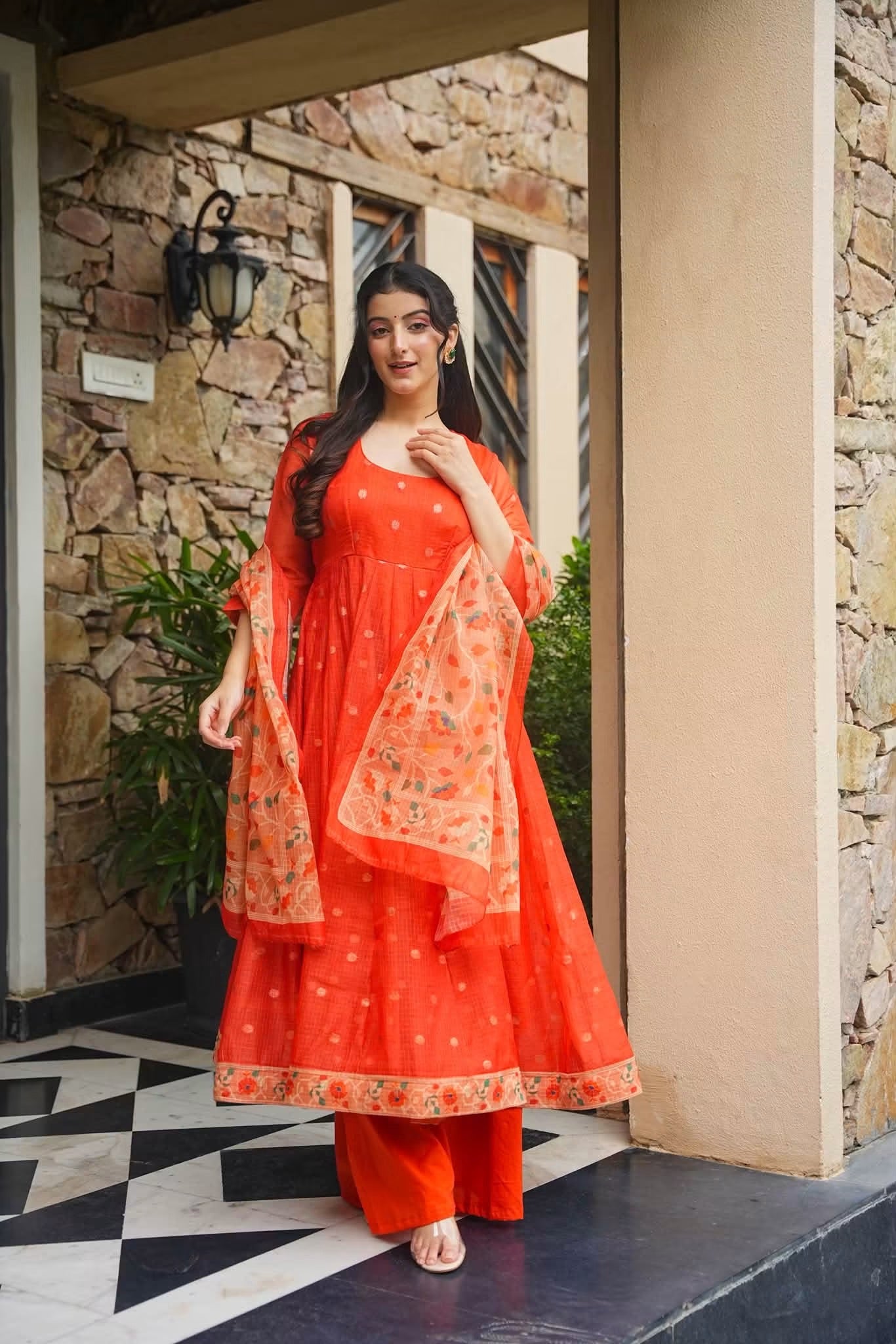 Alesha Kota Doria Anarkali Suit Set