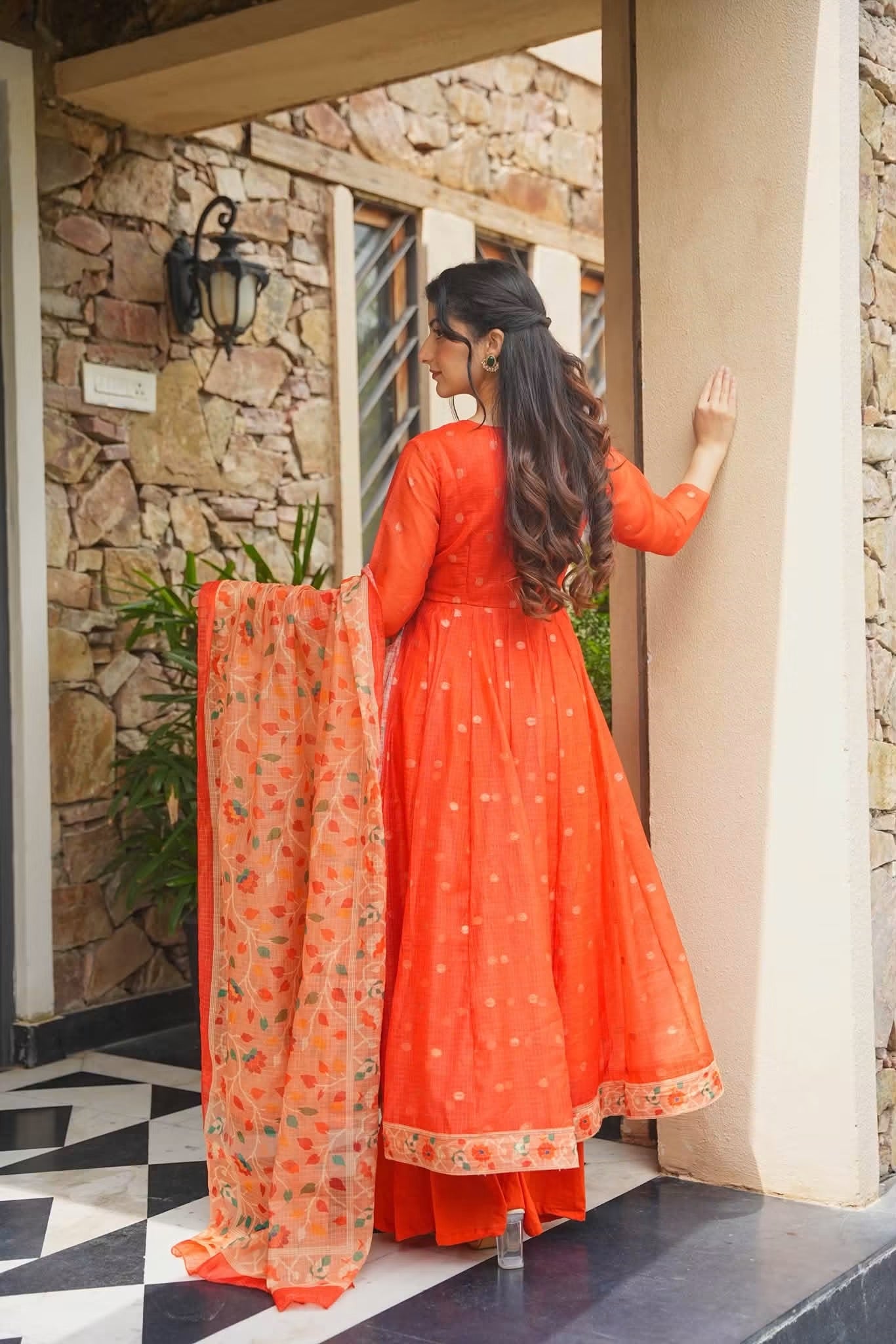 Alesha Kota Doria Anarkali Suit Set