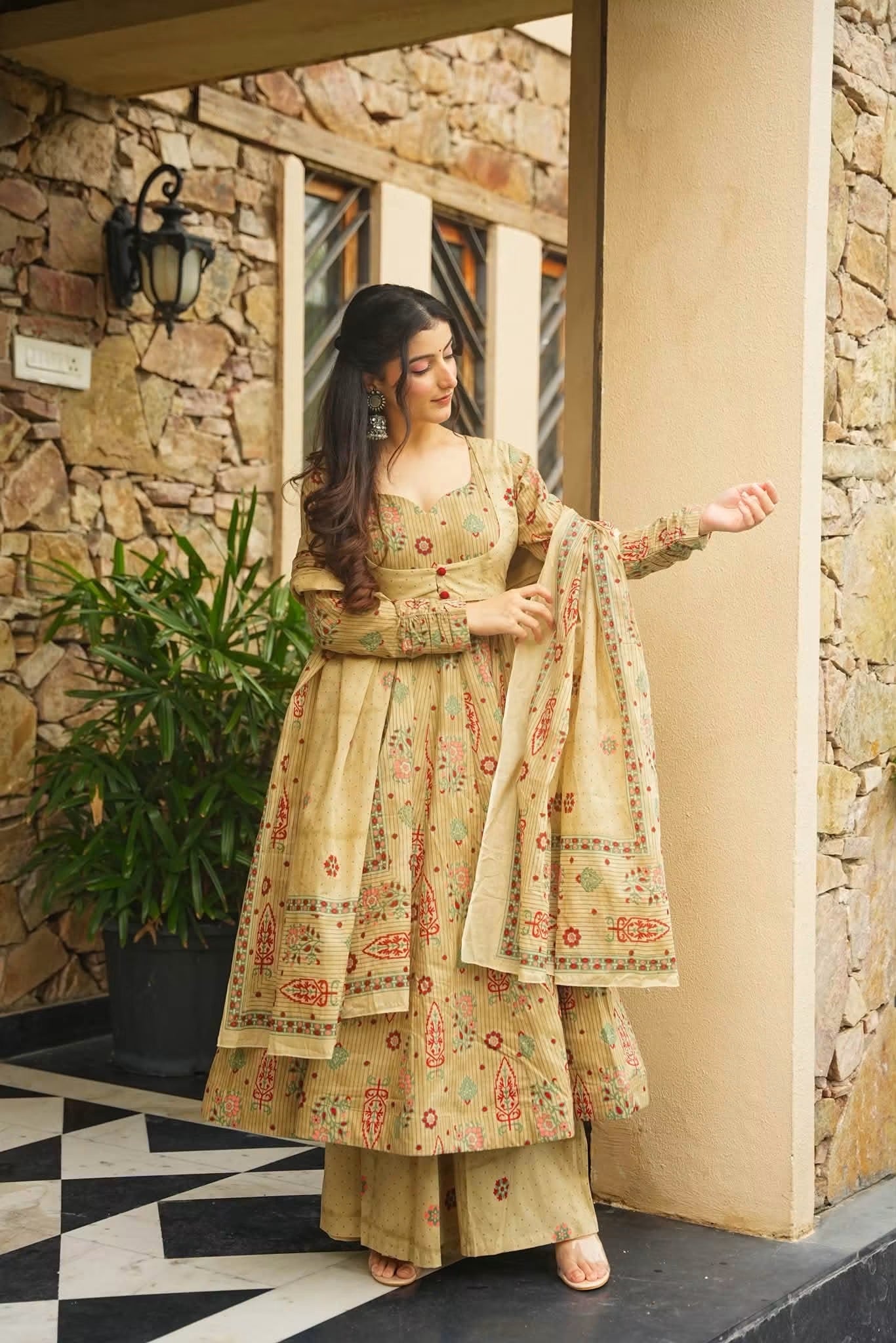 Sharvya Cotton Anarkali Suit Set