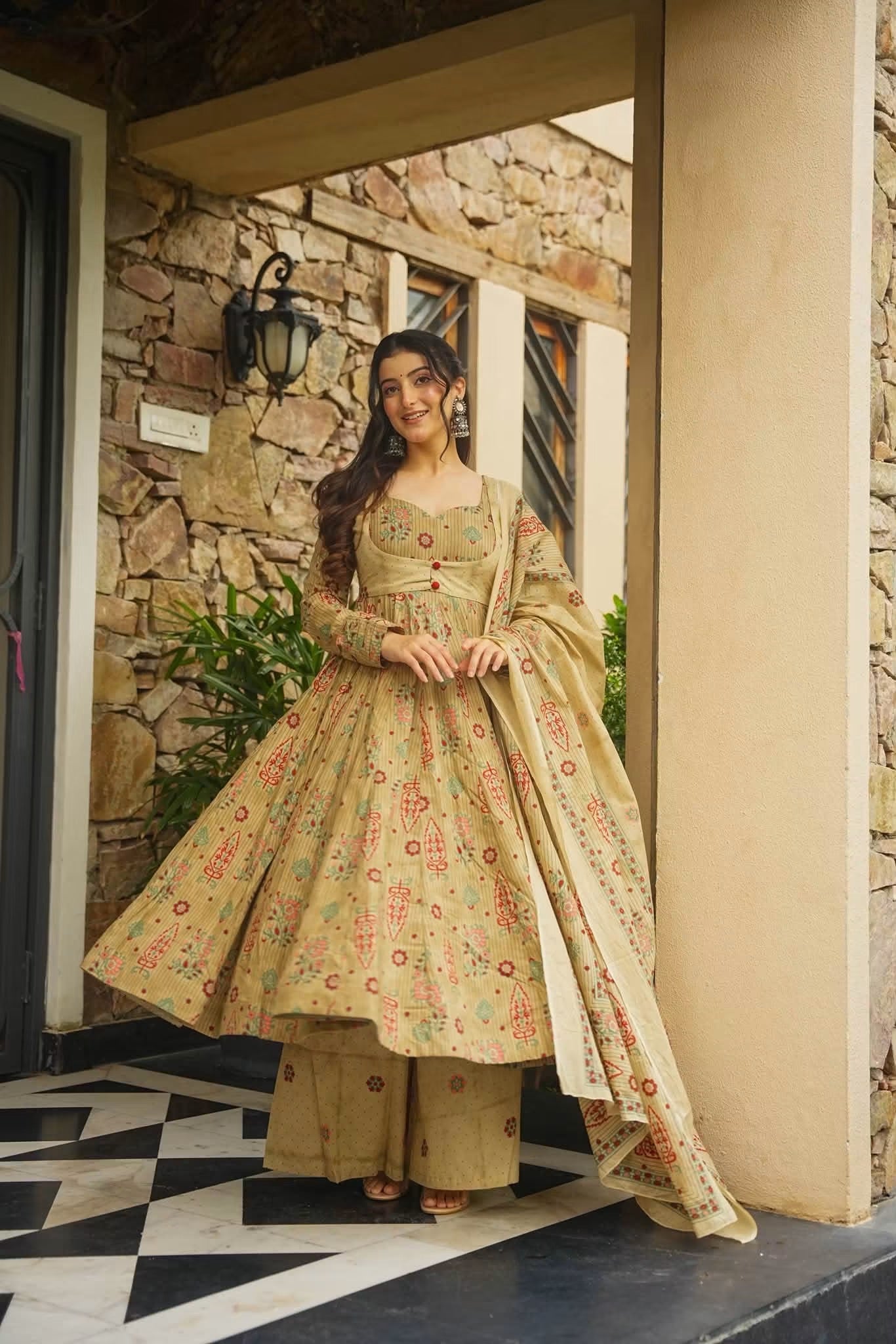 Sharvya Cotton Anarkali Suit Set
