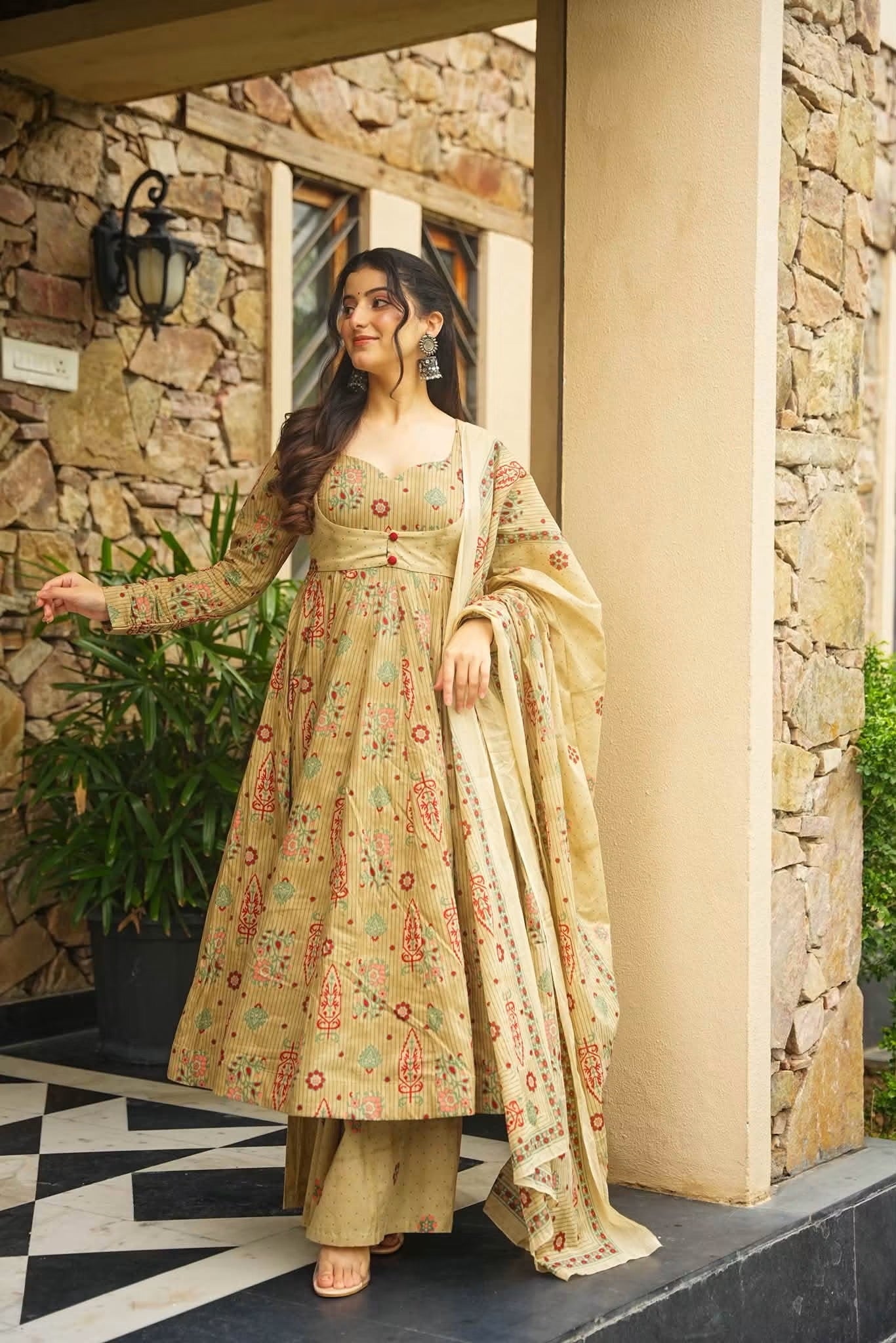 Sharvya Cotton Anarkali Suit Set