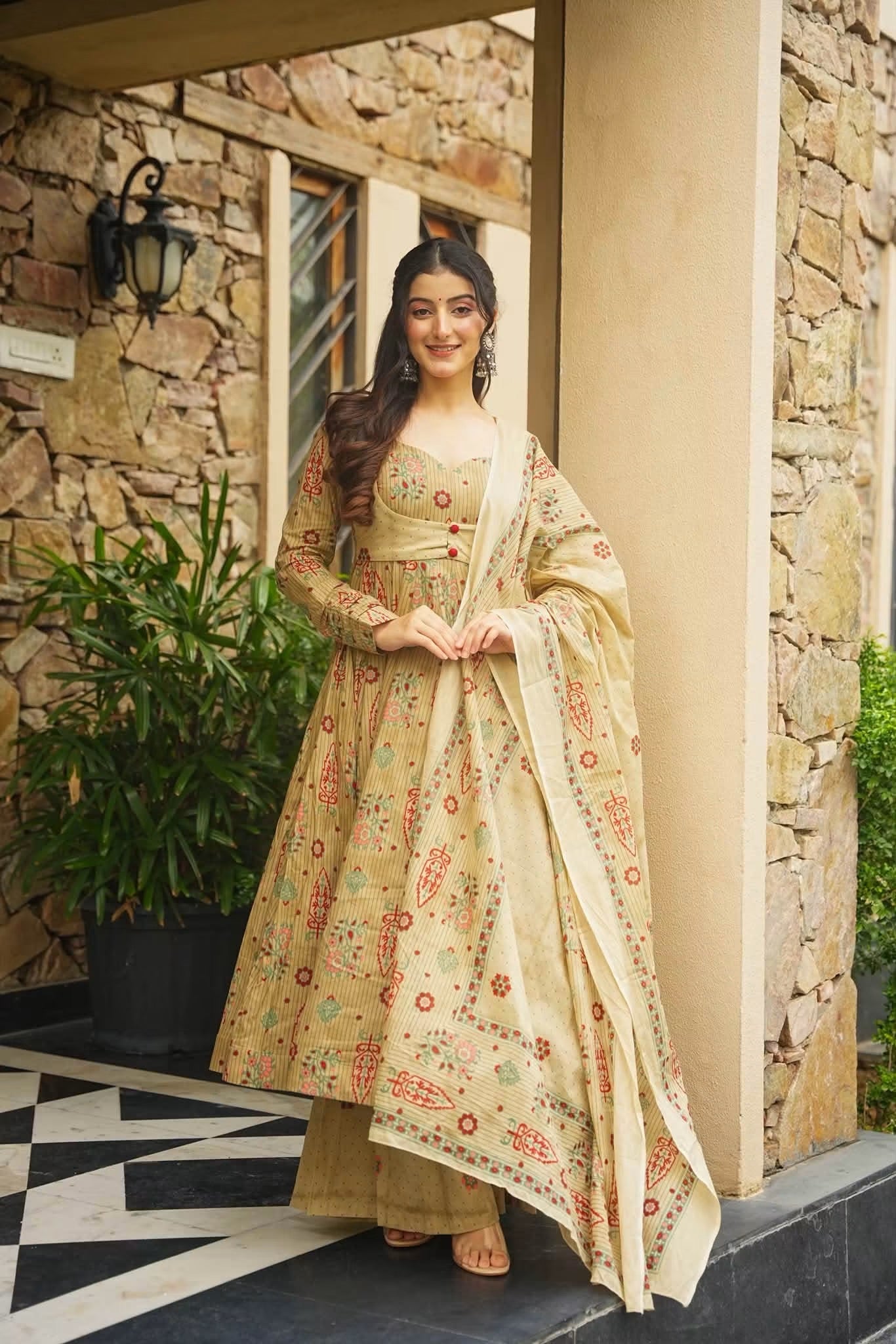 Sharvya Cotton Anarkali Suit Set