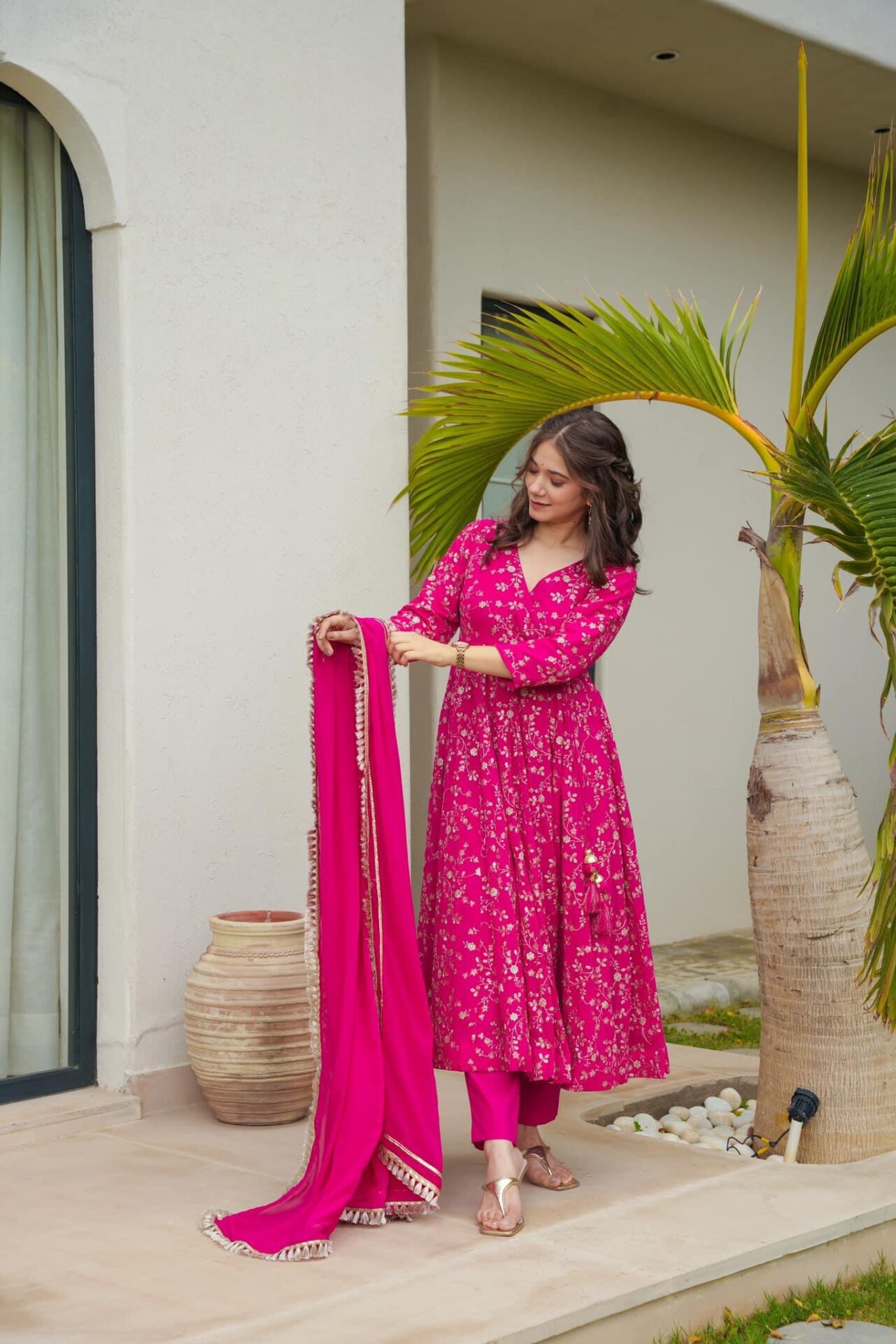 Ocean pink heavy embroidered set