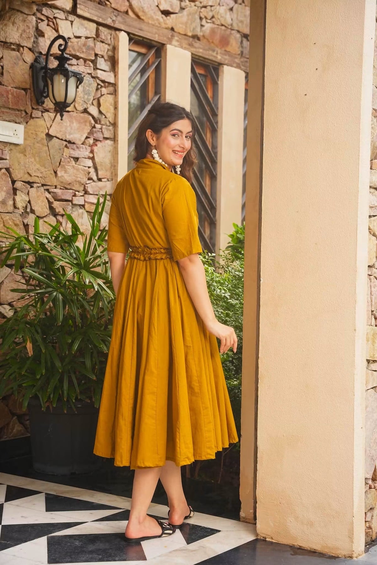 Rivelle Musturd Cotton Dress