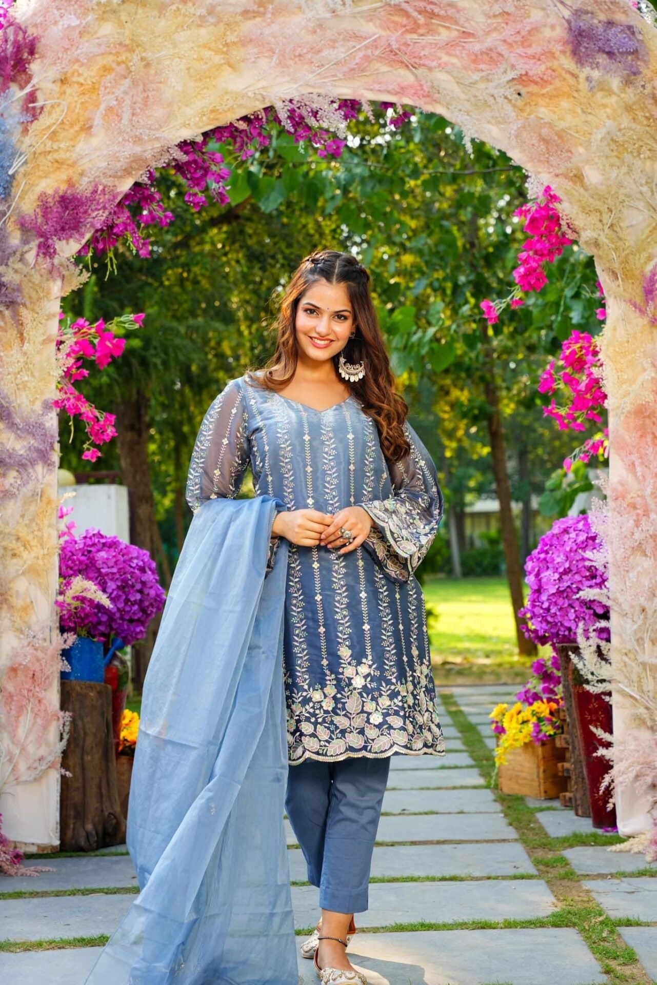 Mitali blue embroidered set