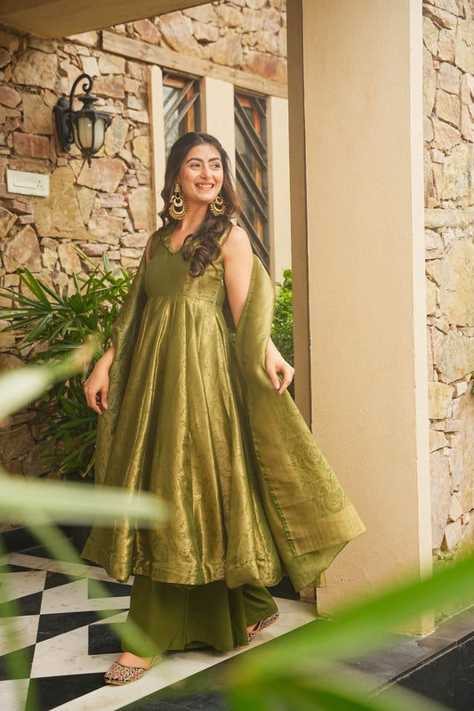 Ishmeya Banarasi Cosmos Anarkali Suit Set