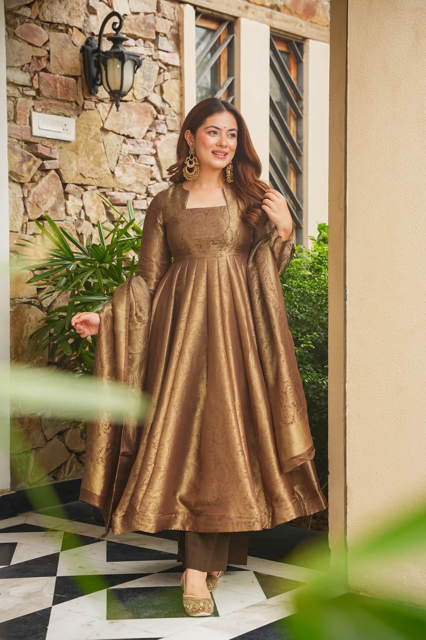 Zarika Noor Banarasi Cosmos Anarkali Suit Set