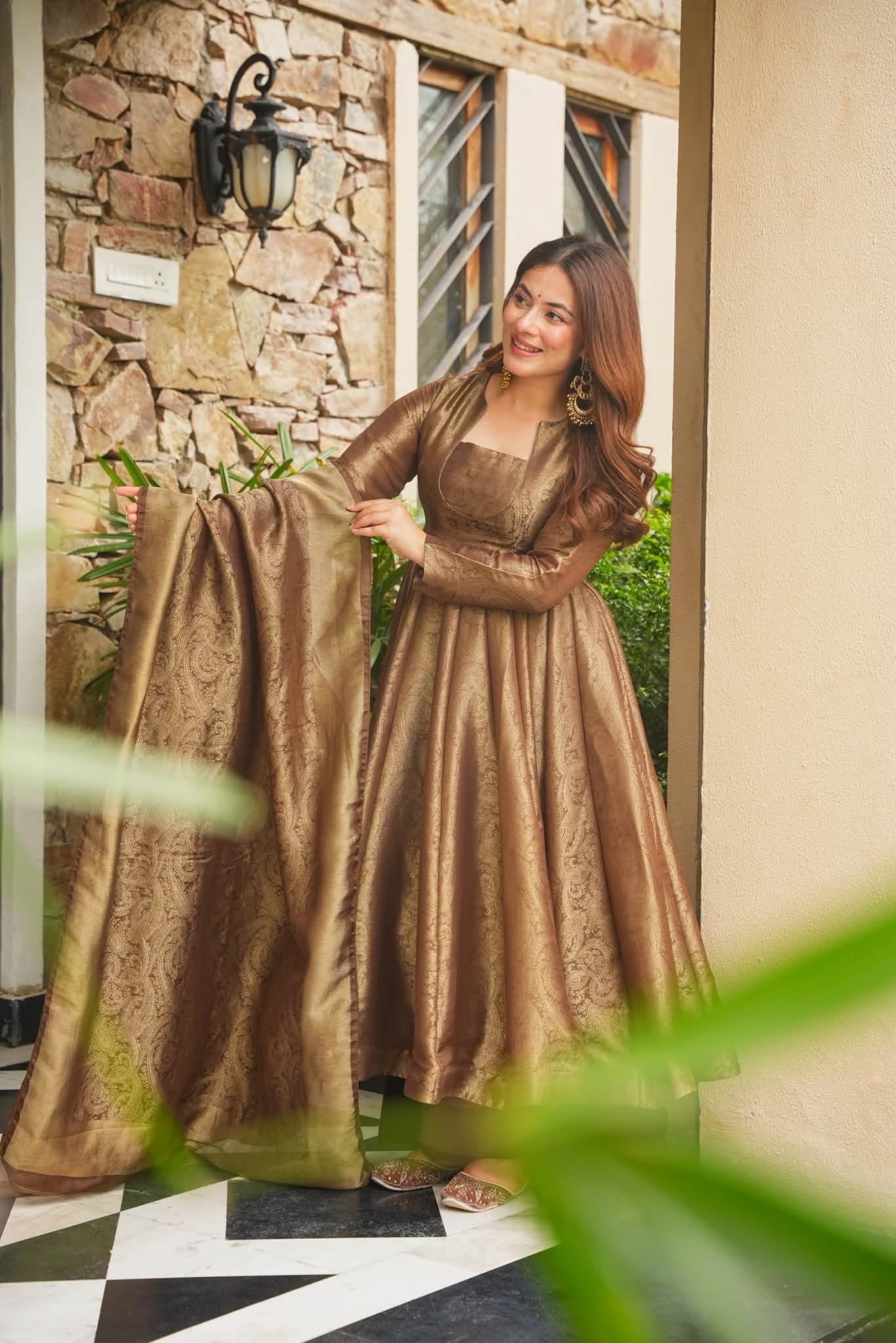 Zarika Noor Banarasi Cosmos Anarkali Suit Set