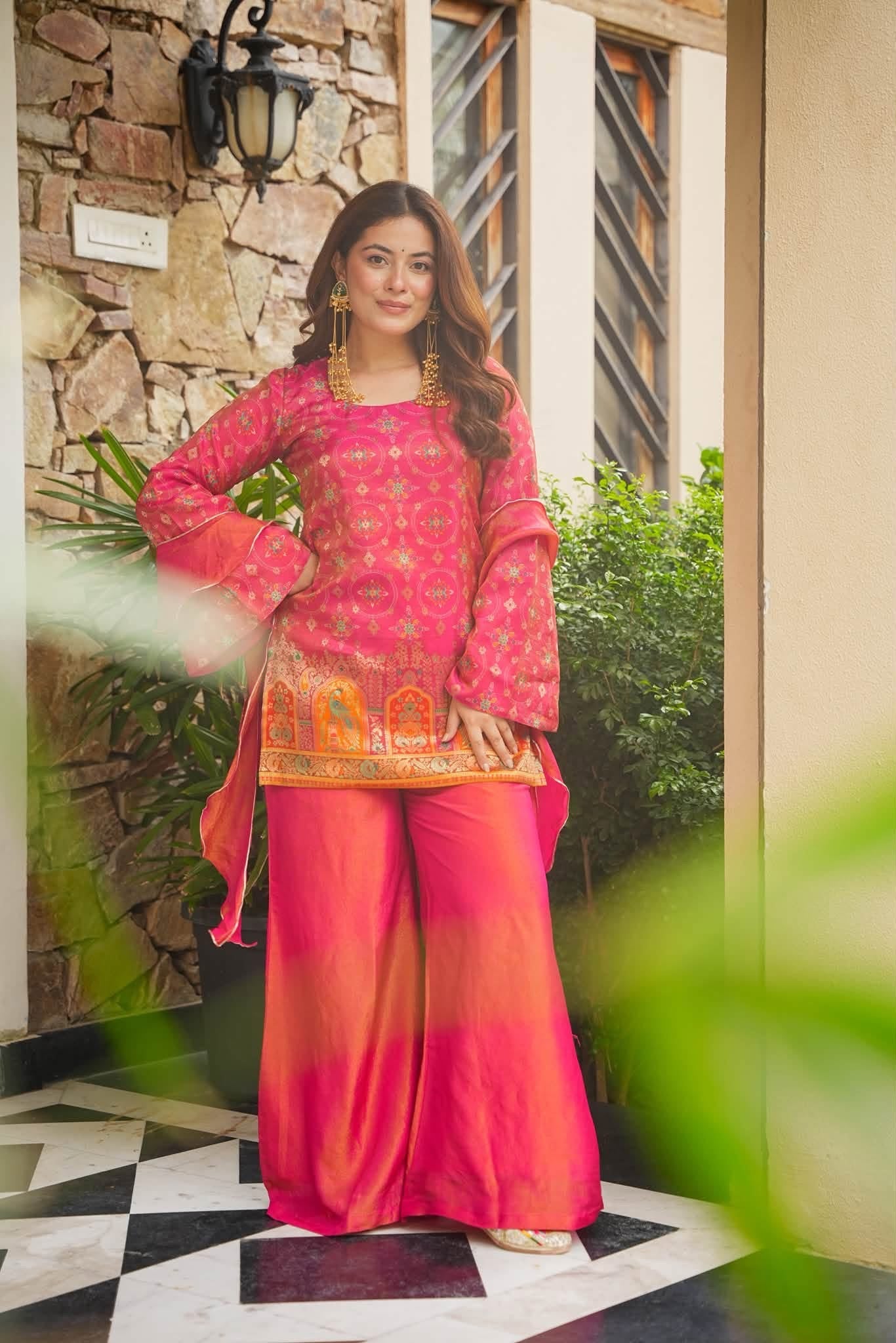 Nazm Pink Ethnic Glam Co-ord Set