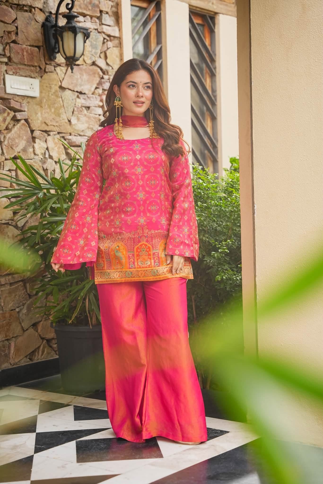 Nazm Pink Ethnic Glam Co-ord Set