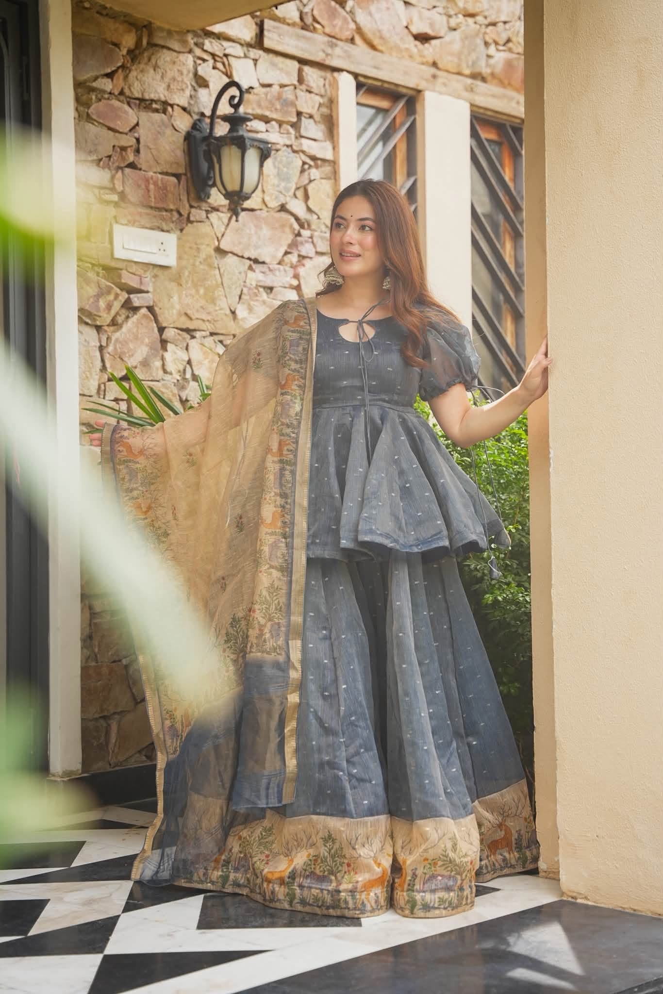 Avyani Kota Doria Kurta Set