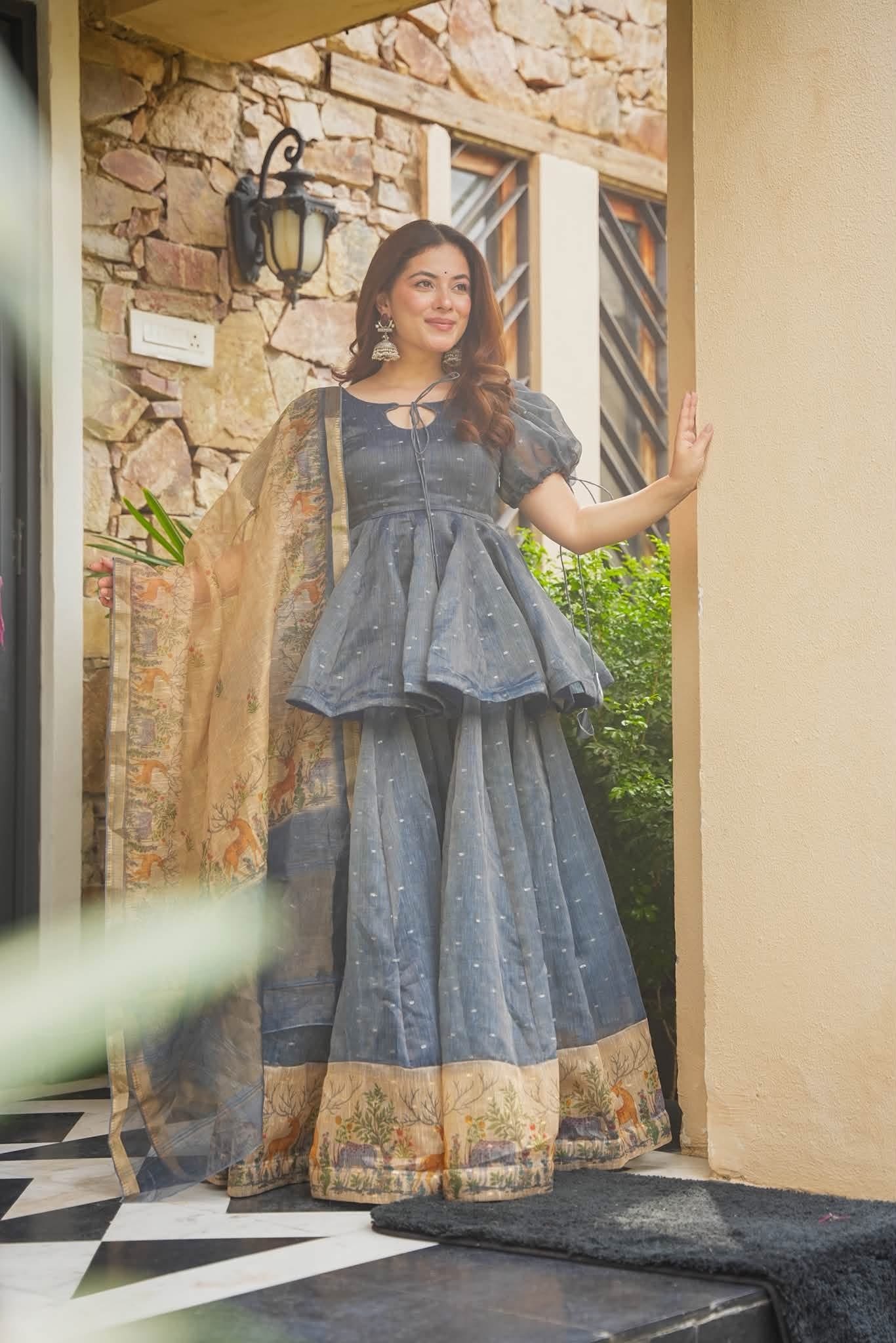 Avyani Kota Doria Kurta Set