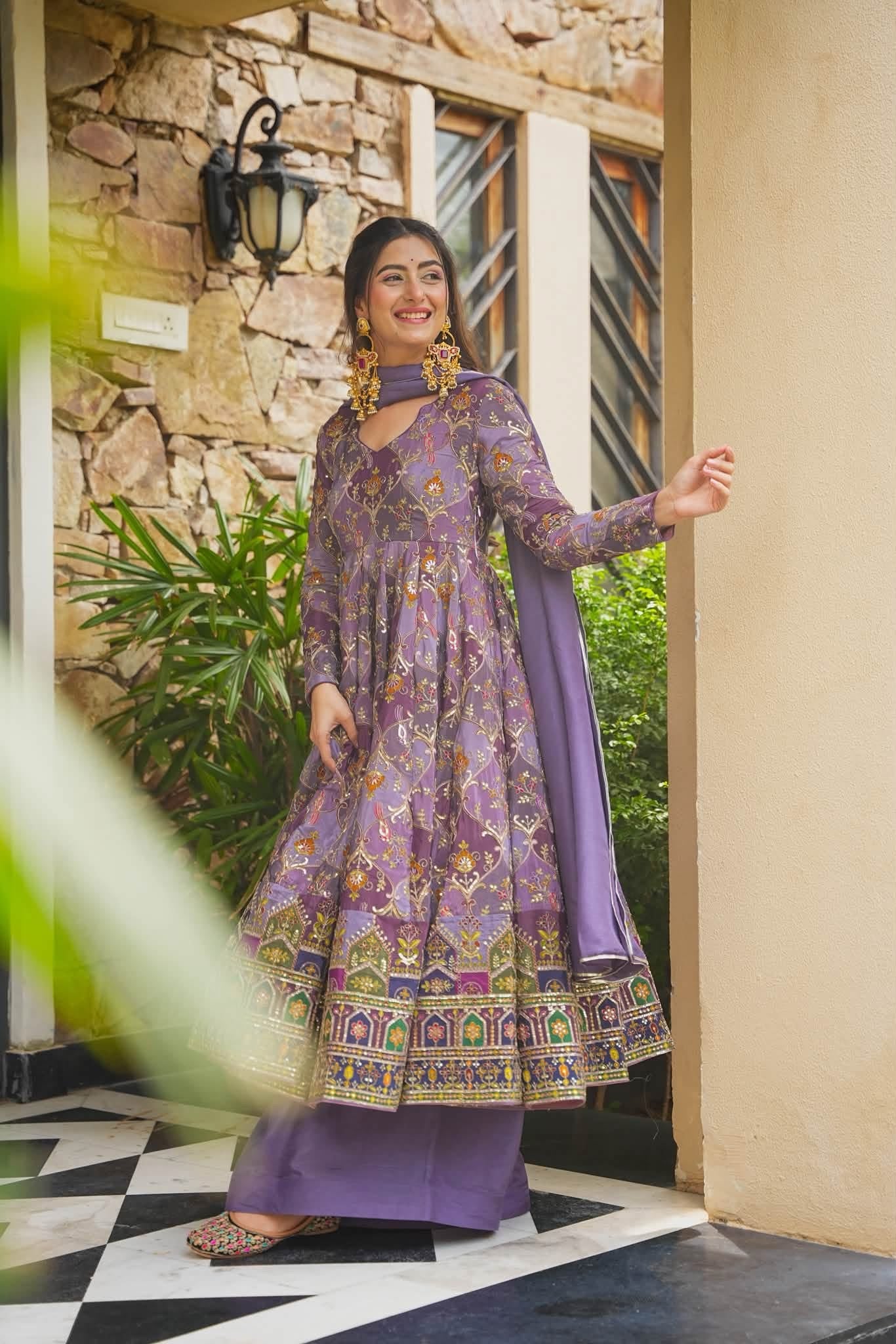Rivaara Purple Heavy Anarkali Suit Set