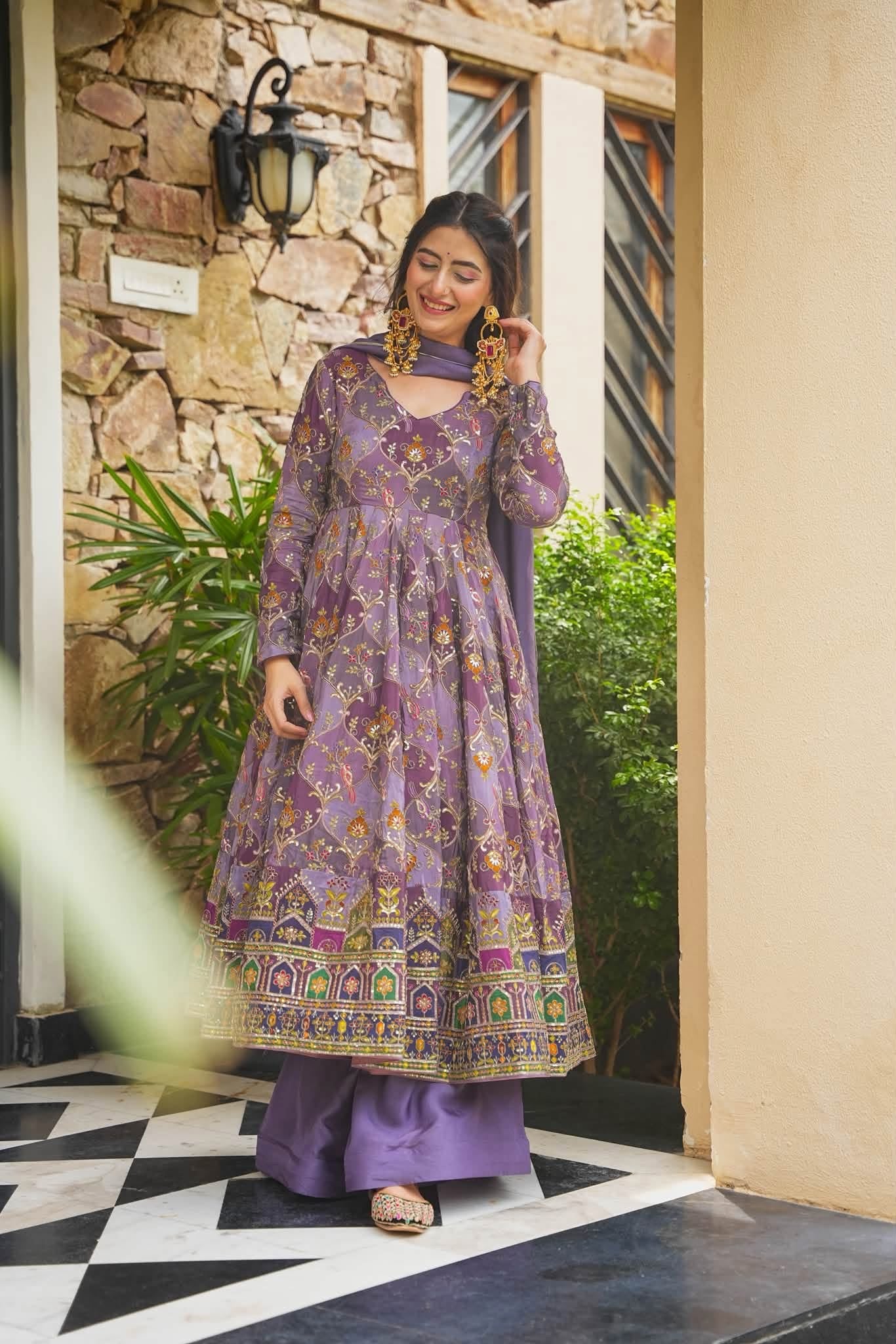 Rivaara Purple Heavy Anarkali Suit Set