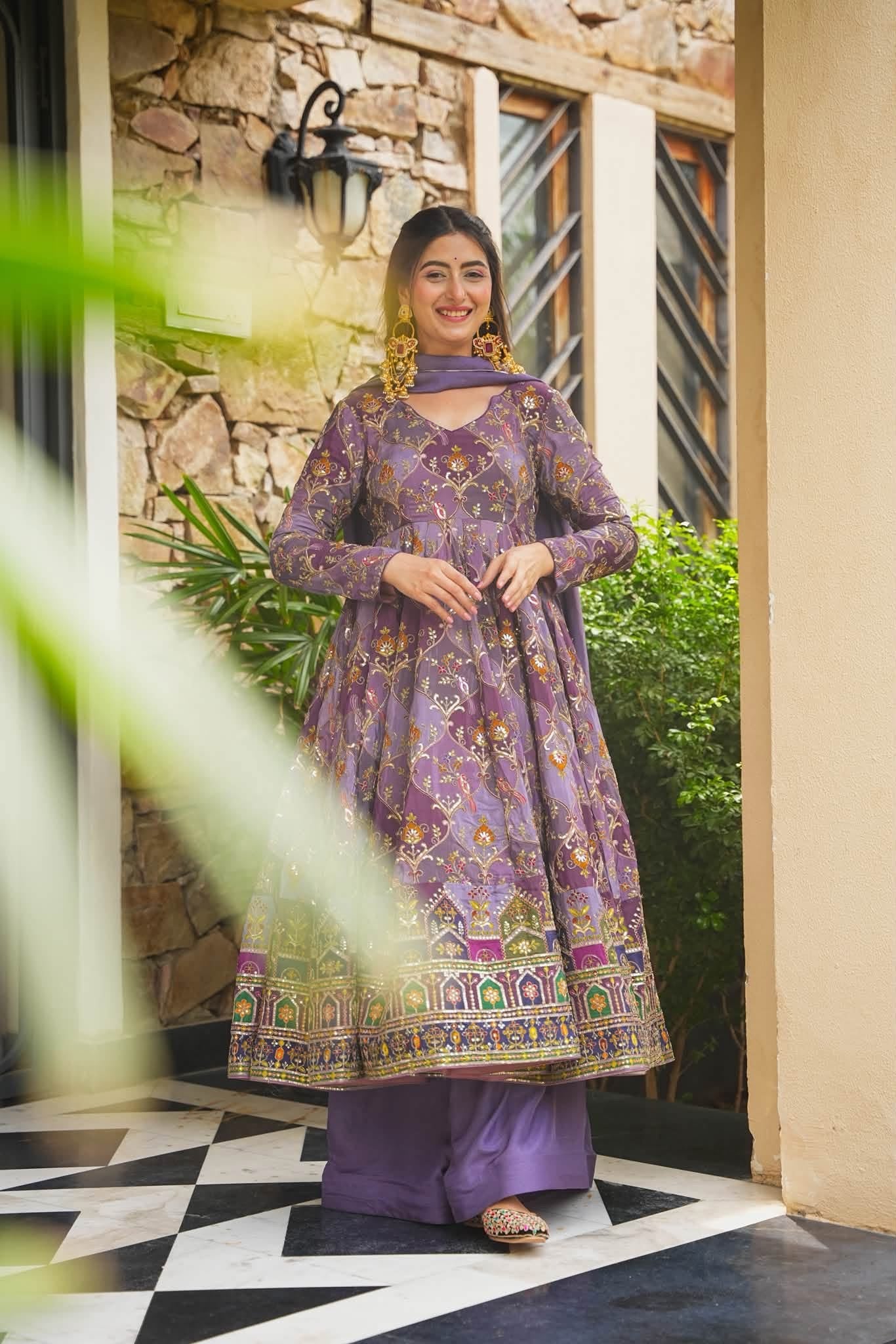 Rivaara Purple Heavy Anarkali Suit Set