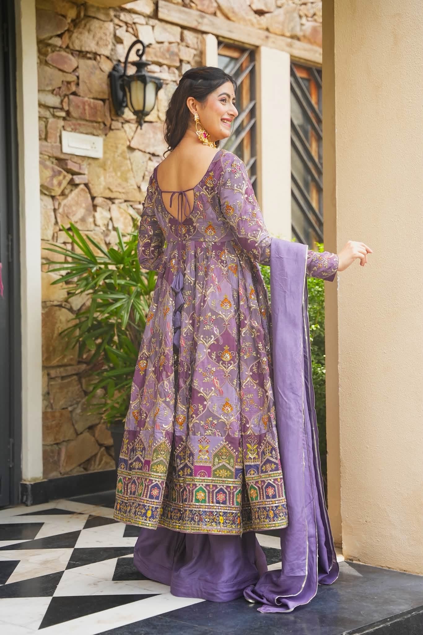 Rivaara Purple Heavy Anarkali Suit Set