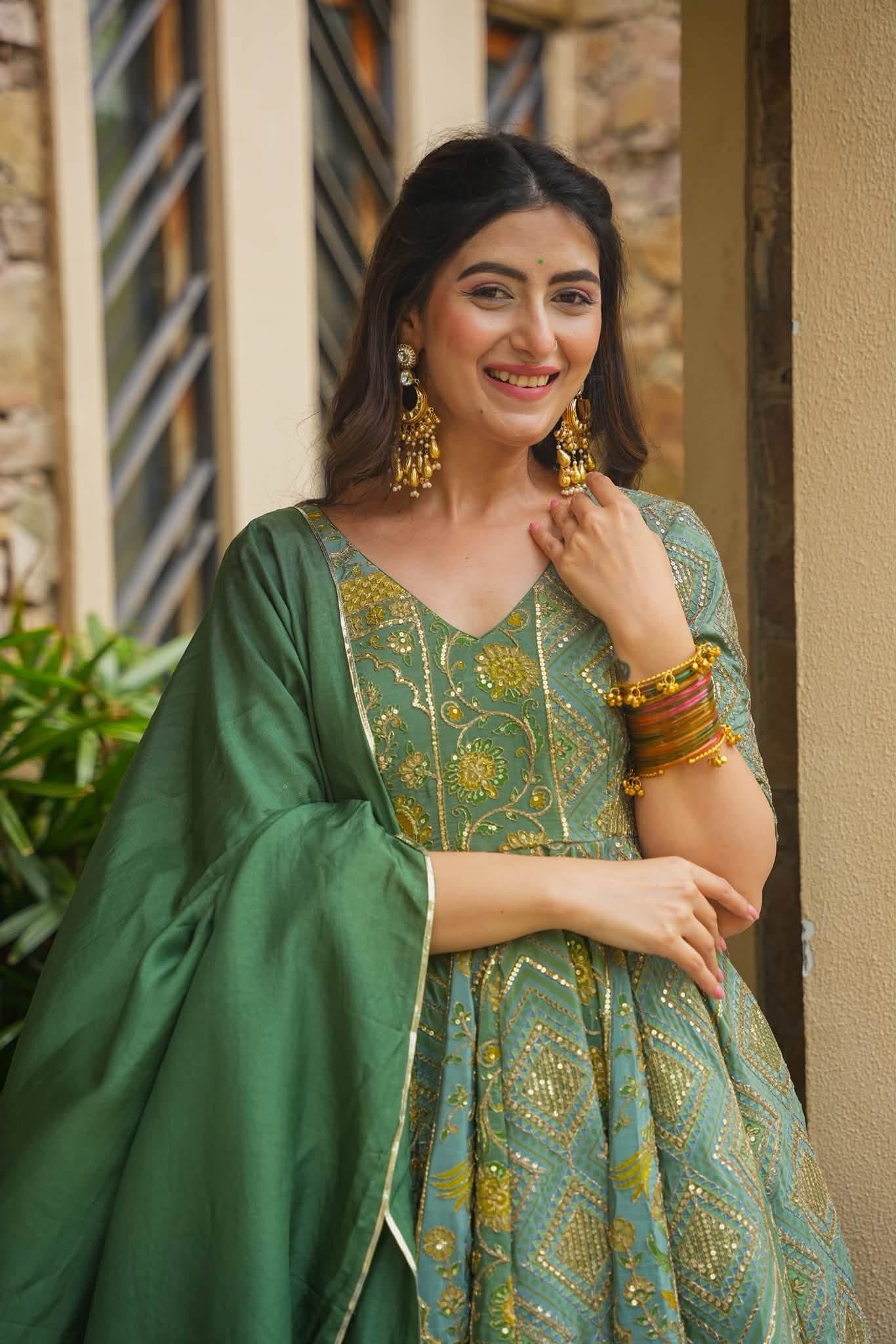 Mihira Green Heavy Anarkali Suit Set