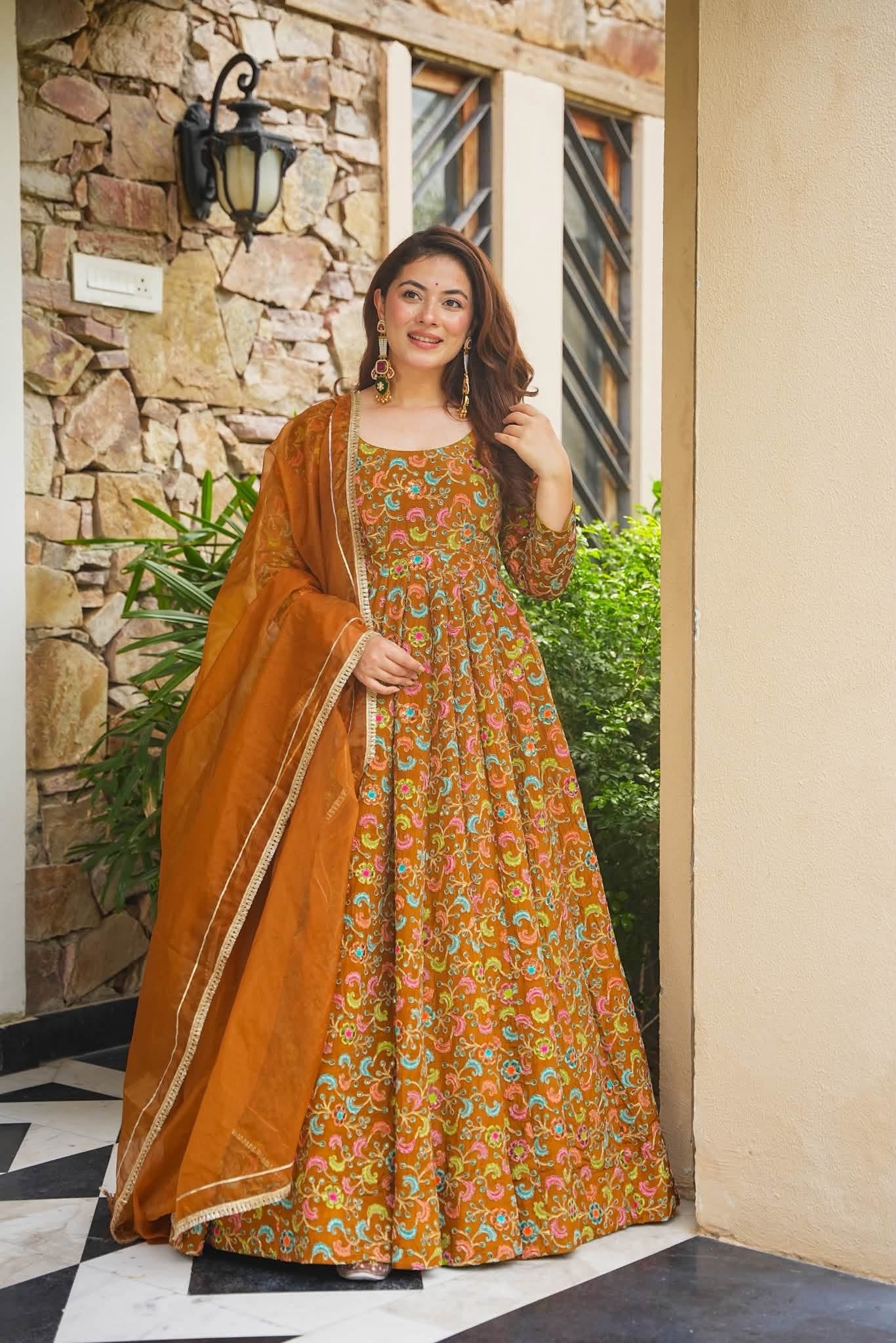 Virehya Glam Heavy Embroidered Maxi Set