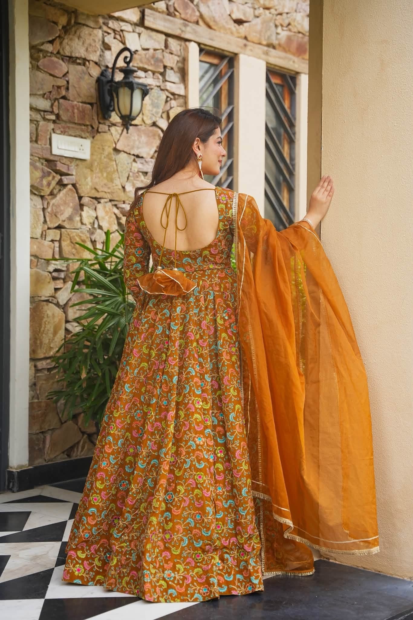 Virehya Glam Heavy Embroidered Maxi Set